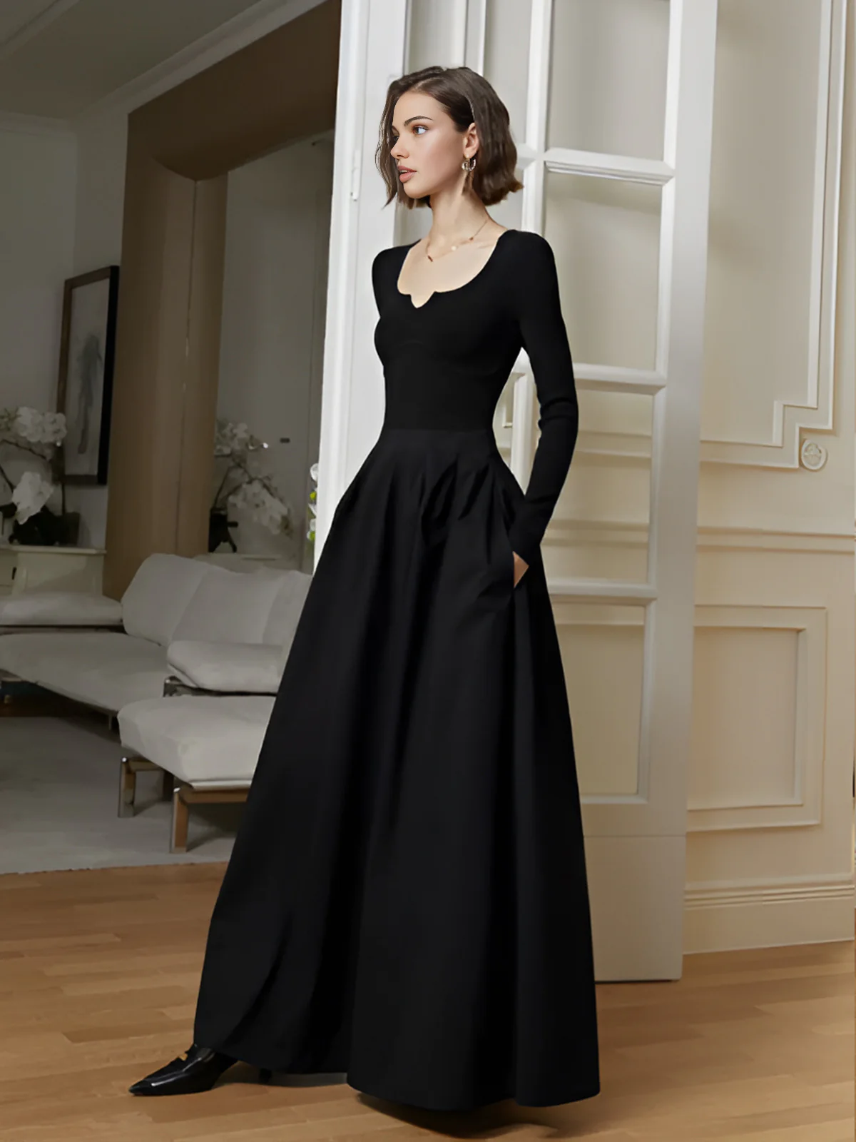 Elegant Umbrella-Shape Panel Dress - Image 2
