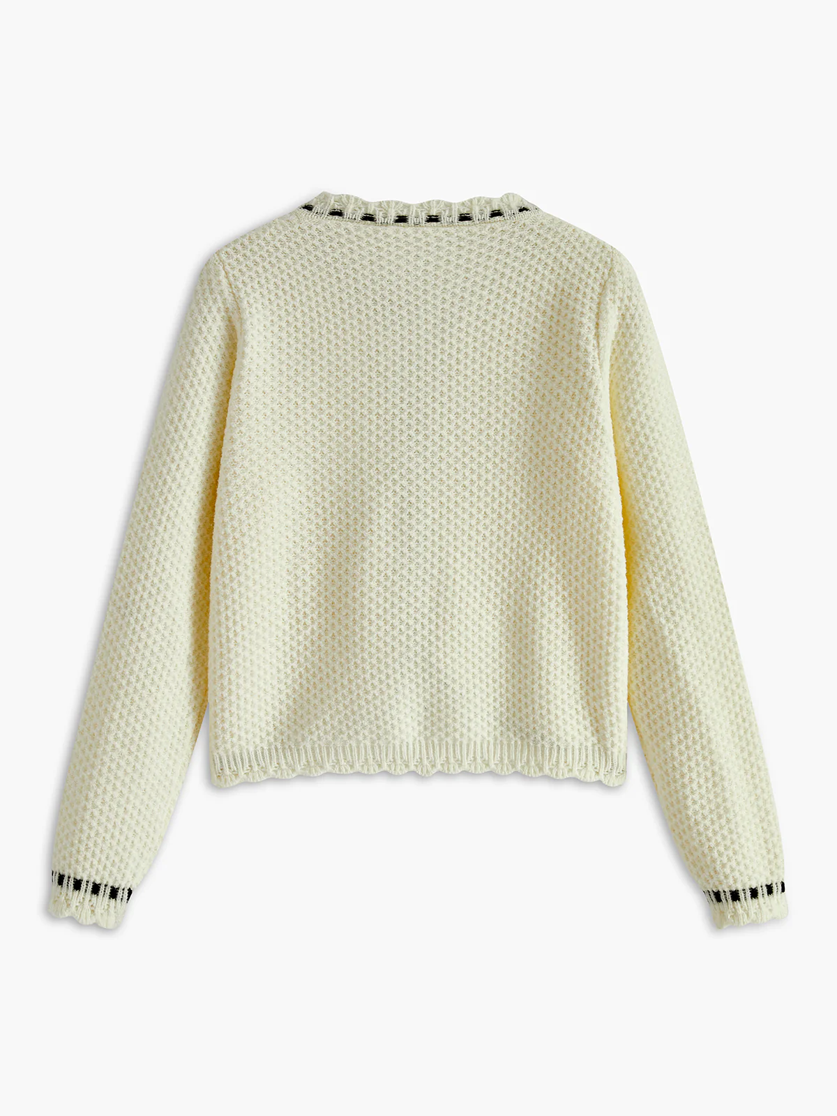 Elegant Wave Trim Cardigan - Image 3