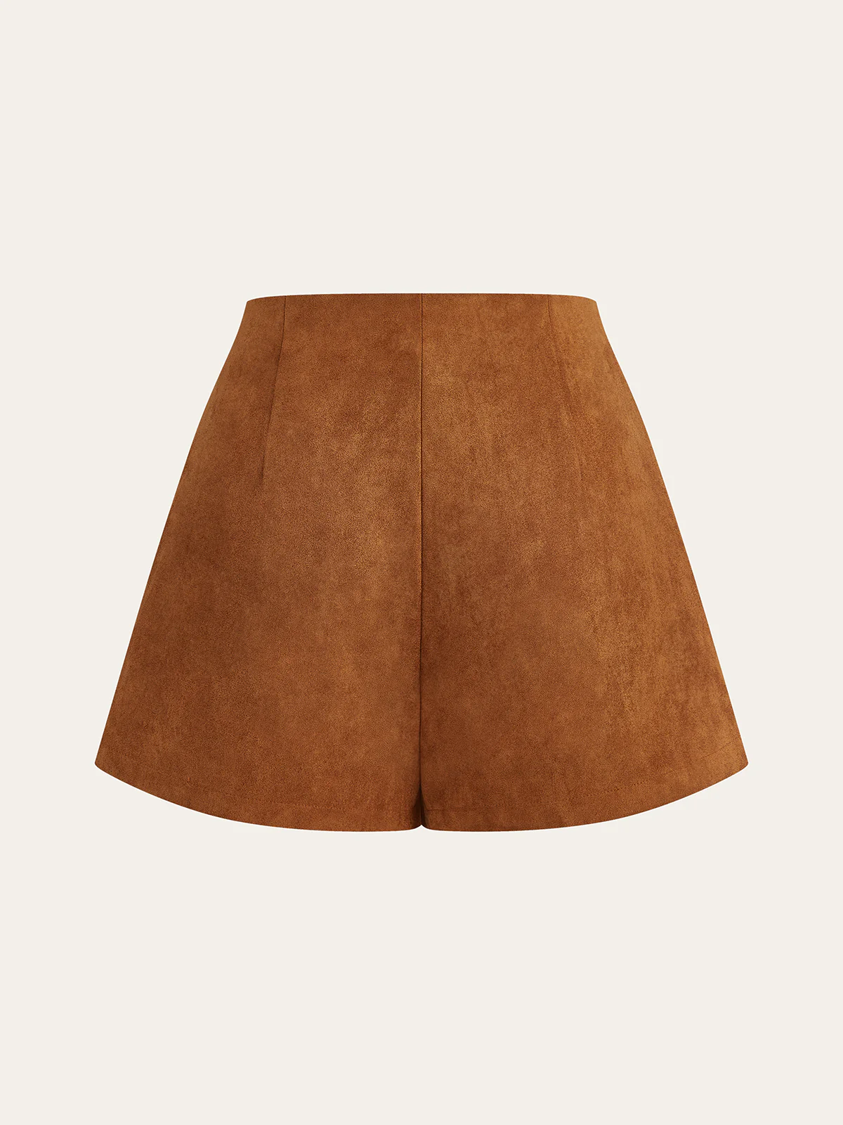 Embellished Button Suede Effect High-Waisted Shorts - Image 2
