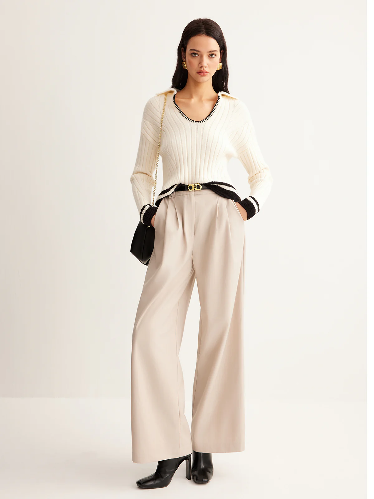 Embroidered Contrast Trim Cozy Sweater - Image 2