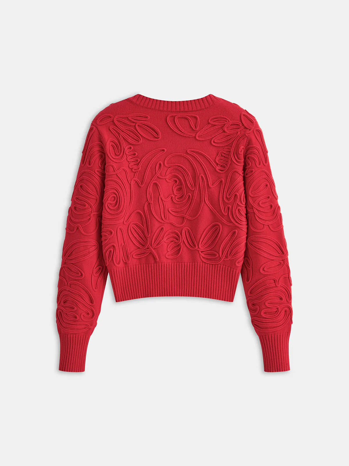Embroidered Crew Neck Knit Top - Image 3