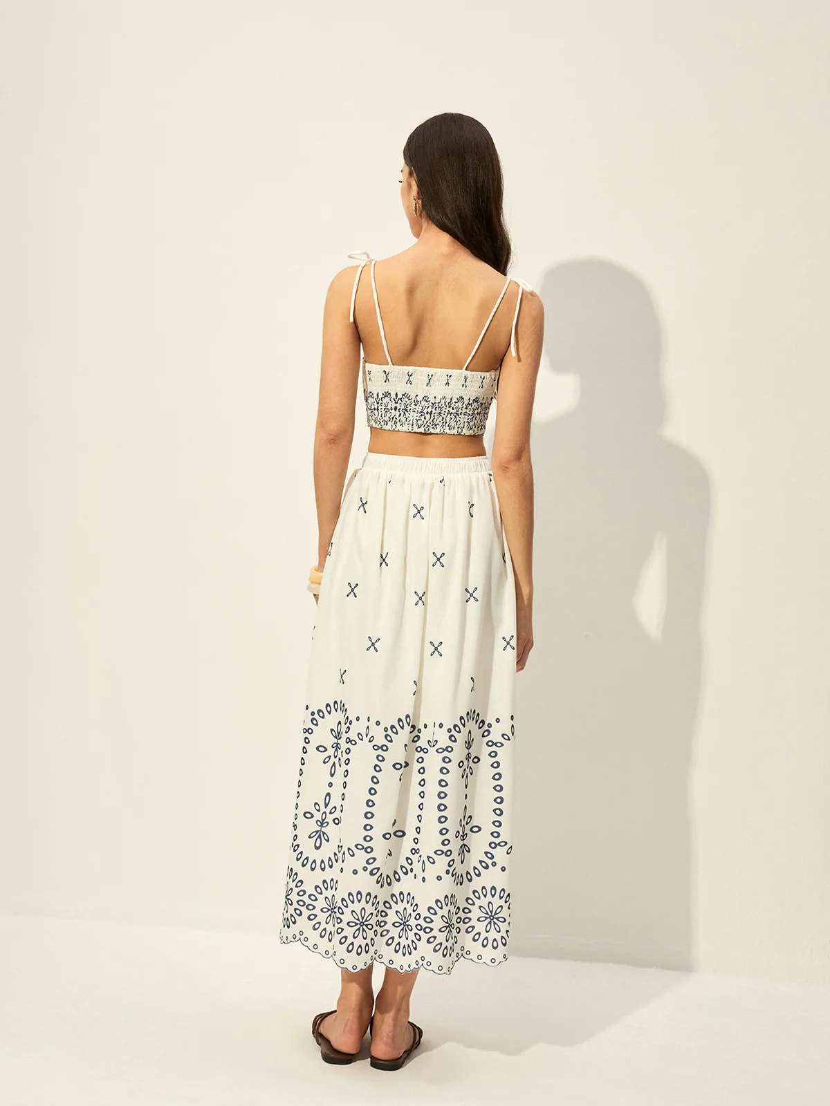 Embroidered Crop Top With Skirt Set - Image 7