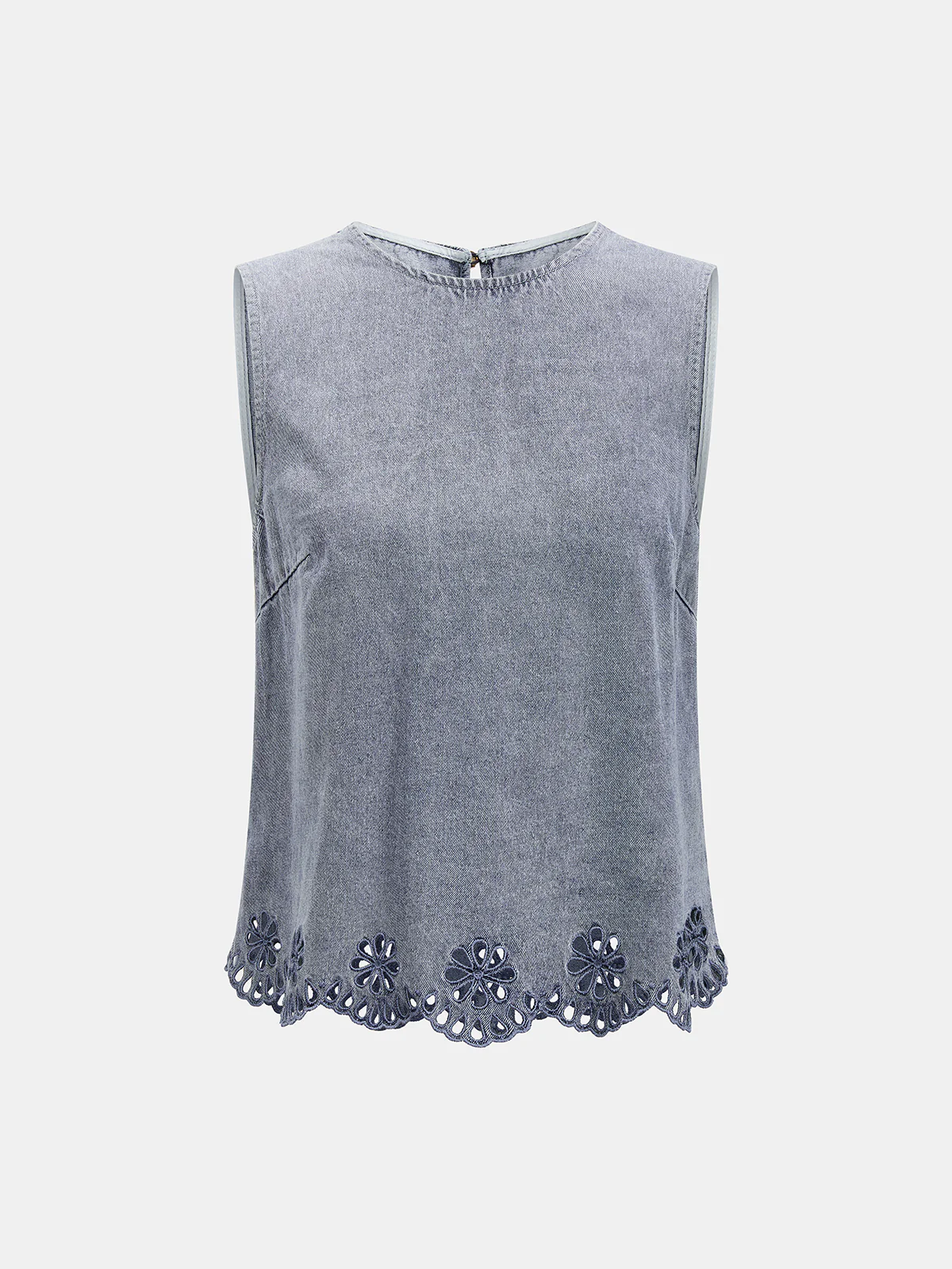 Embroidered Denim Two Piece Shorts Set - Image 4