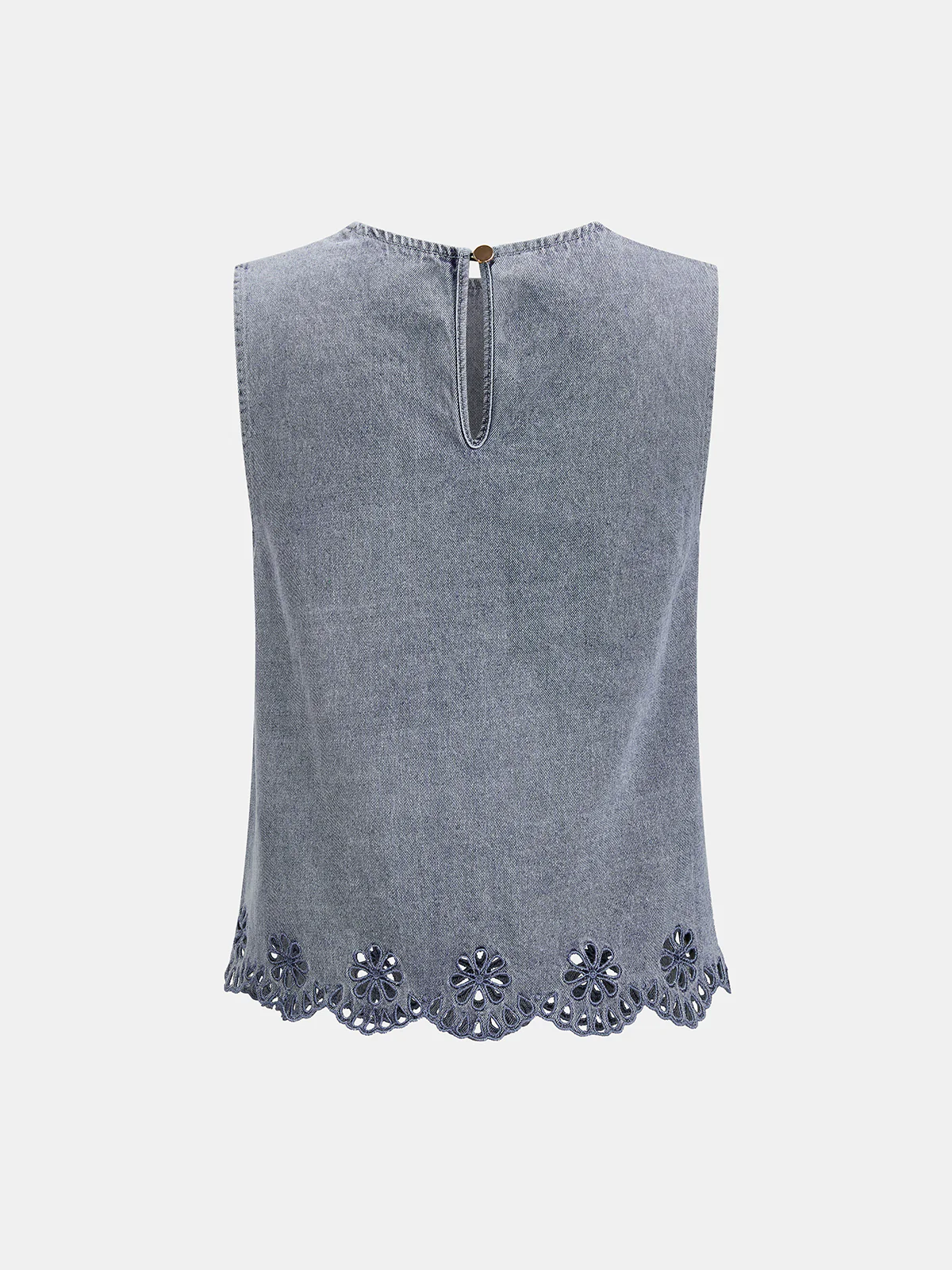 Embroidered Denim Two Piece Shorts Set - Image 5
