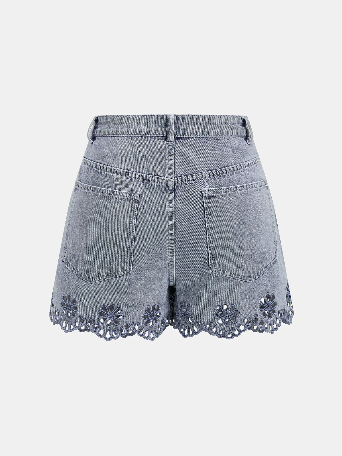 Embroidered Denim Two Piece Shorts Set - Image 6