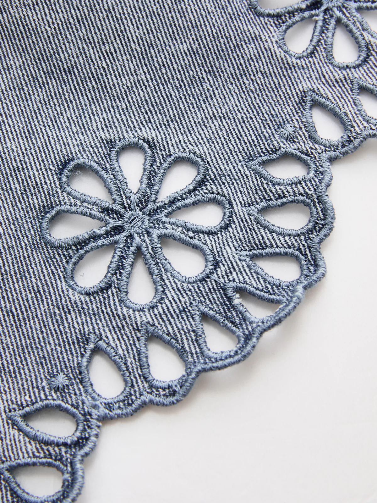 Embroidered Denim Two Piece Shorts Set - Image 8