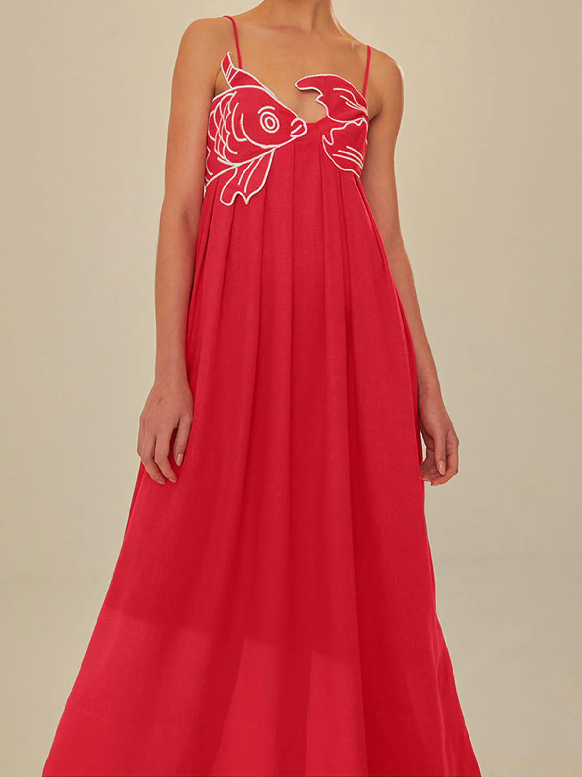 Embroidered Fish Semi-Sheer Cami Dress - Image 2