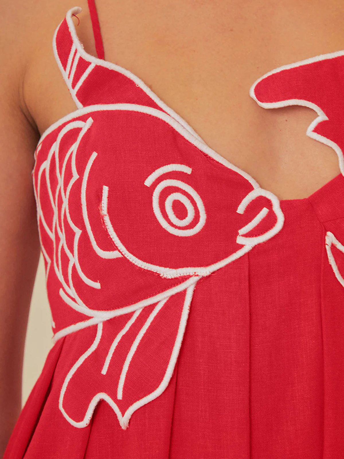 Embroidered Fish Semi-Sheer Cami Dress - Image 5