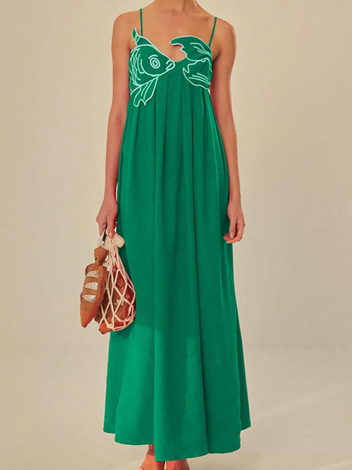 Embroidered Fish Semi-Sheer Cami Dress - Image 8