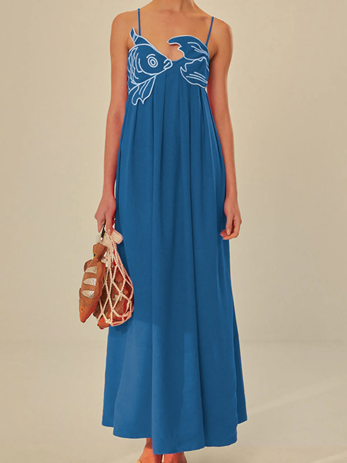 Embroidered Fish Semi-Sheer Cami Dress - Image 9