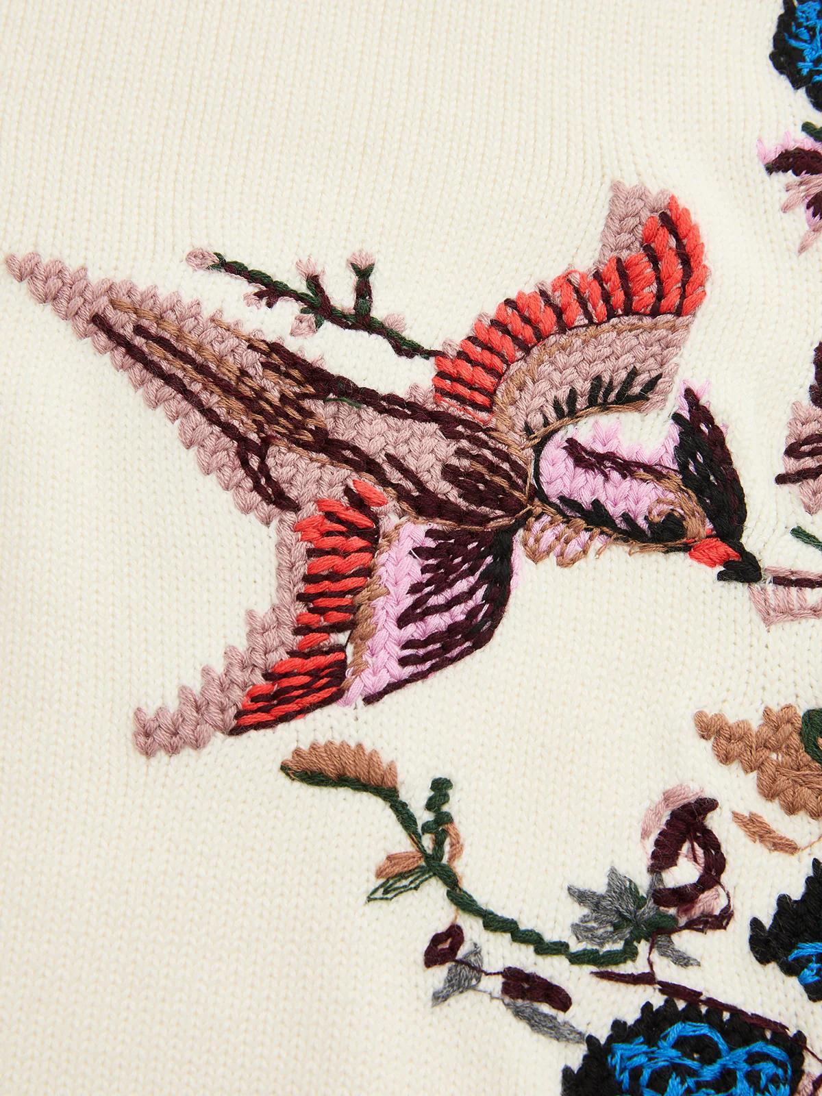 Embroidered Floral Bird Knit Vest - Image 4