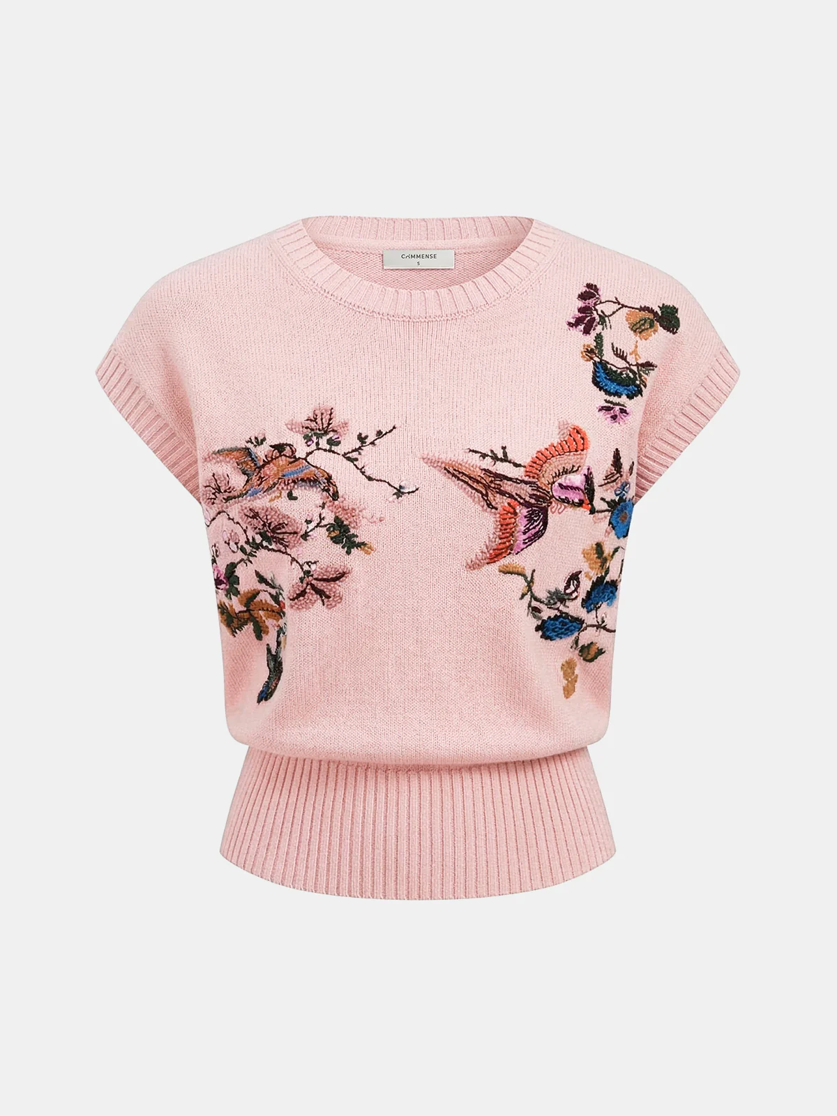 Embroidered Floral Bird Knit Vest - Image 6
