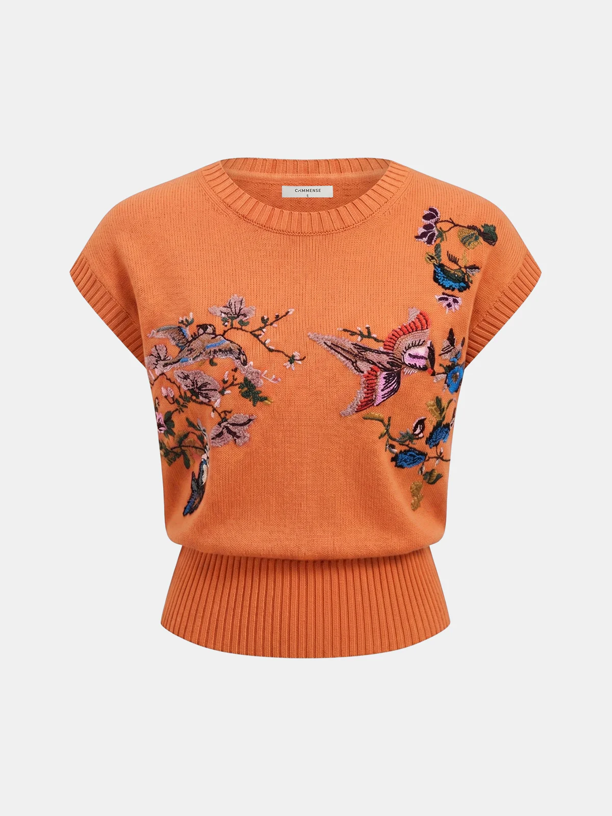 Embroidered Floral Bird Knit Vest - Image 9