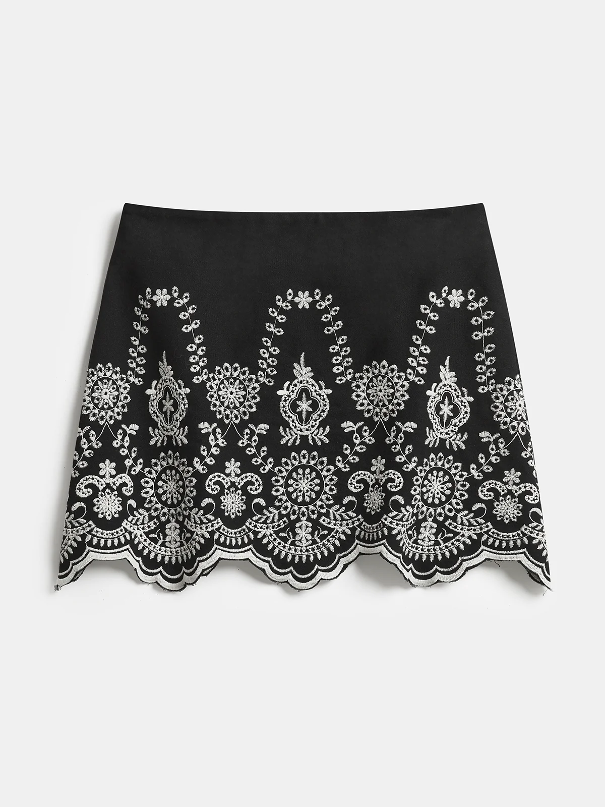 Embroidered Floral Cotton Top Mini Skirt Set - Image 4