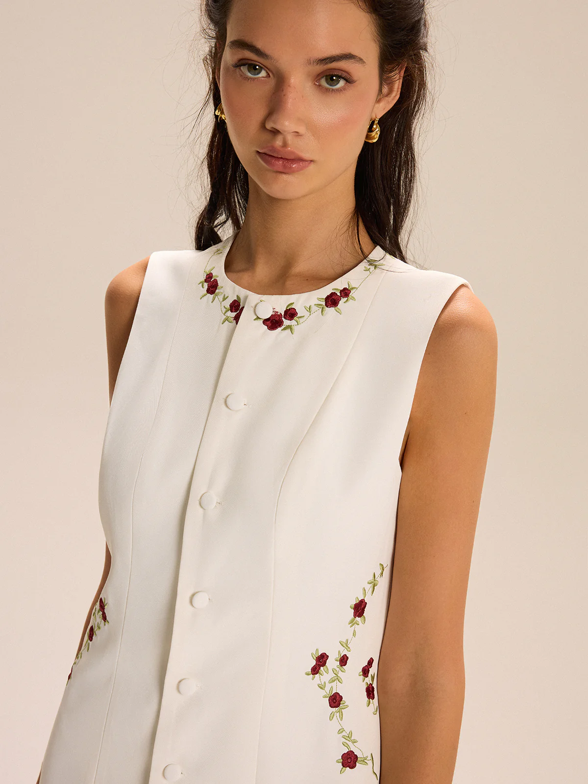 Embroidered Floral Mini Dress - Image 4