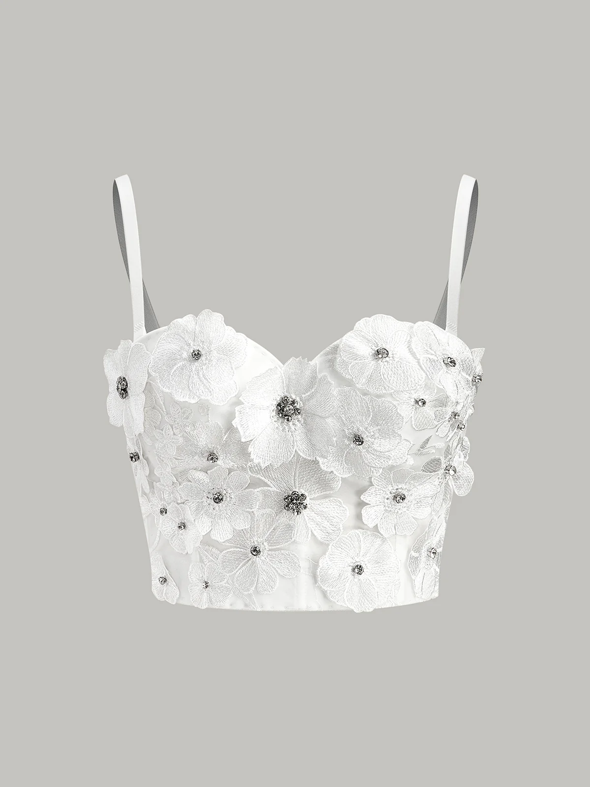 Semi-Sheer Embroidered Floral Sweetheart Corset