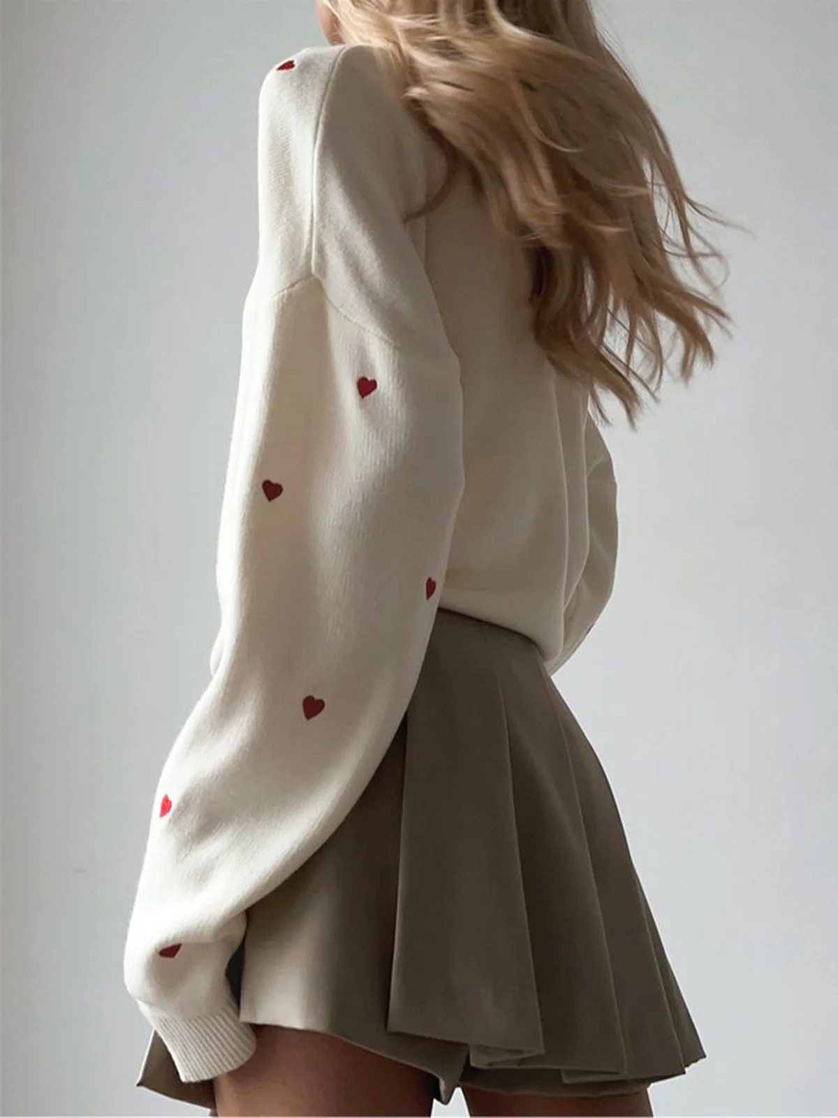 Embroidered Heart Oversized Knit Sweater - Image 4