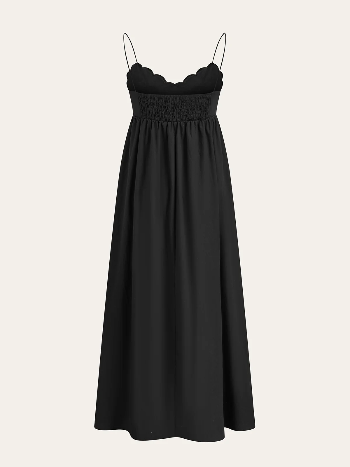 Embroidered Shirred Spaghetti Strap Long Dress - Image 6