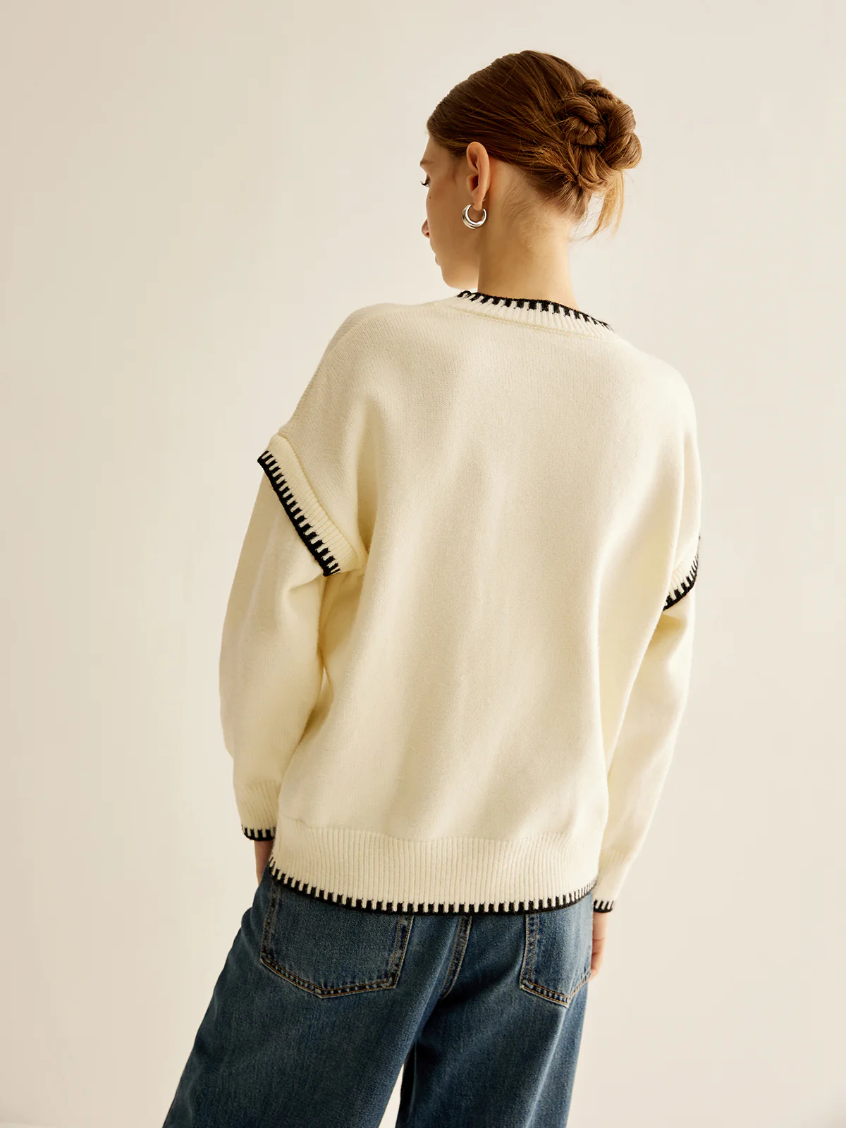 Embroidered Trim Pullover Sweater - Image 5