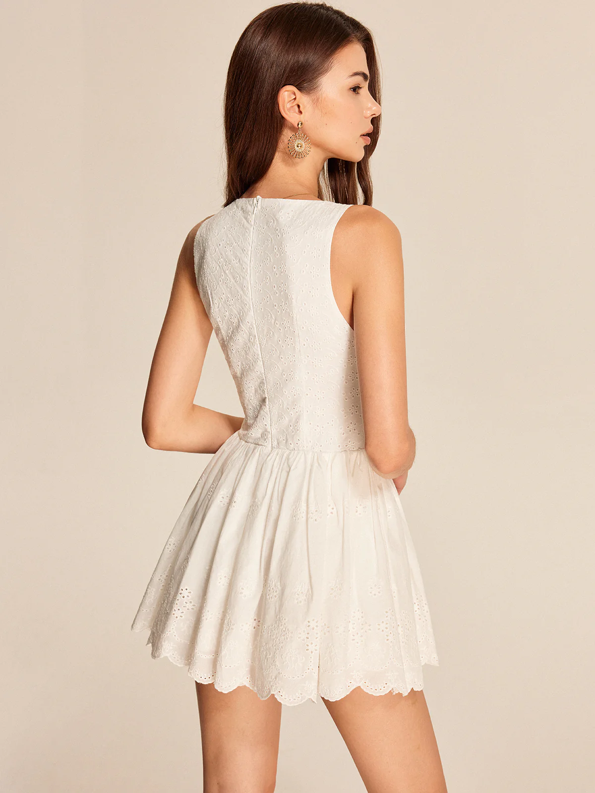 Embroidered V-Neck Sleeveless Dress - Image 6