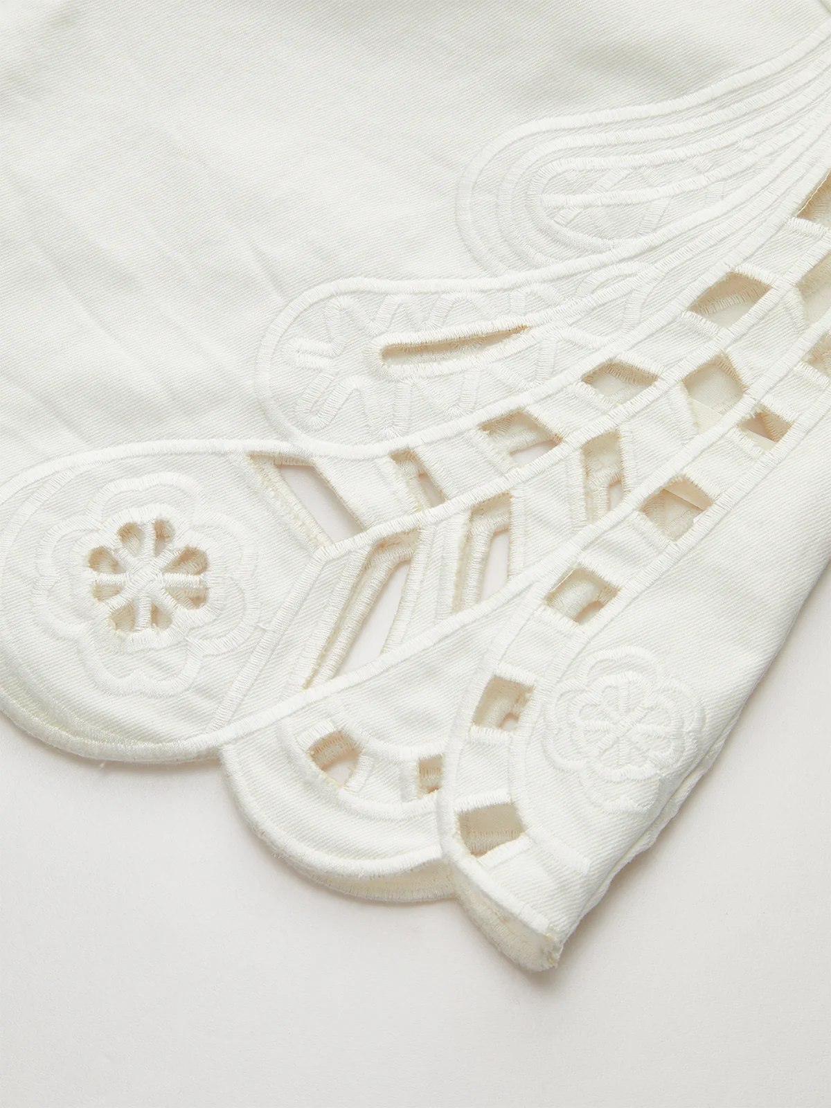 Embroidery Cut-Out Semi-Sheer Top - Image 2