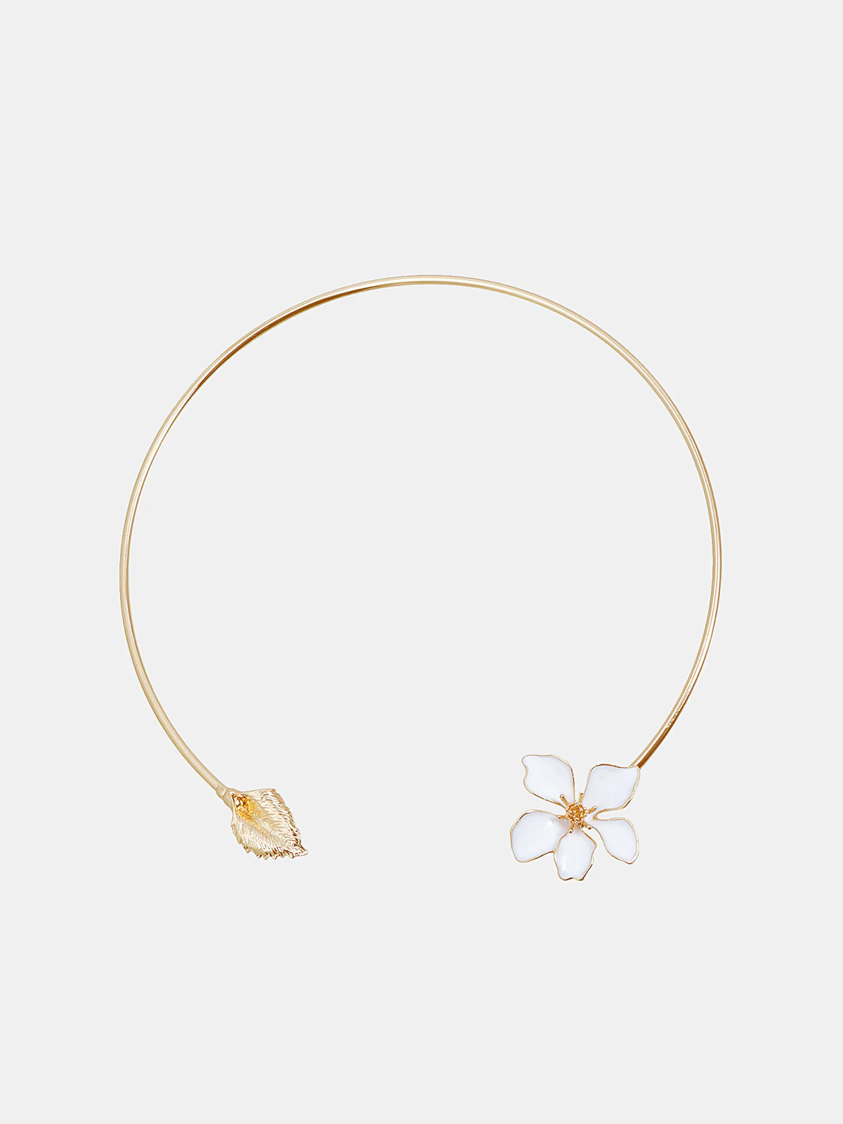 Enamel Flower Leaf Open Choker Necklace - Image 2