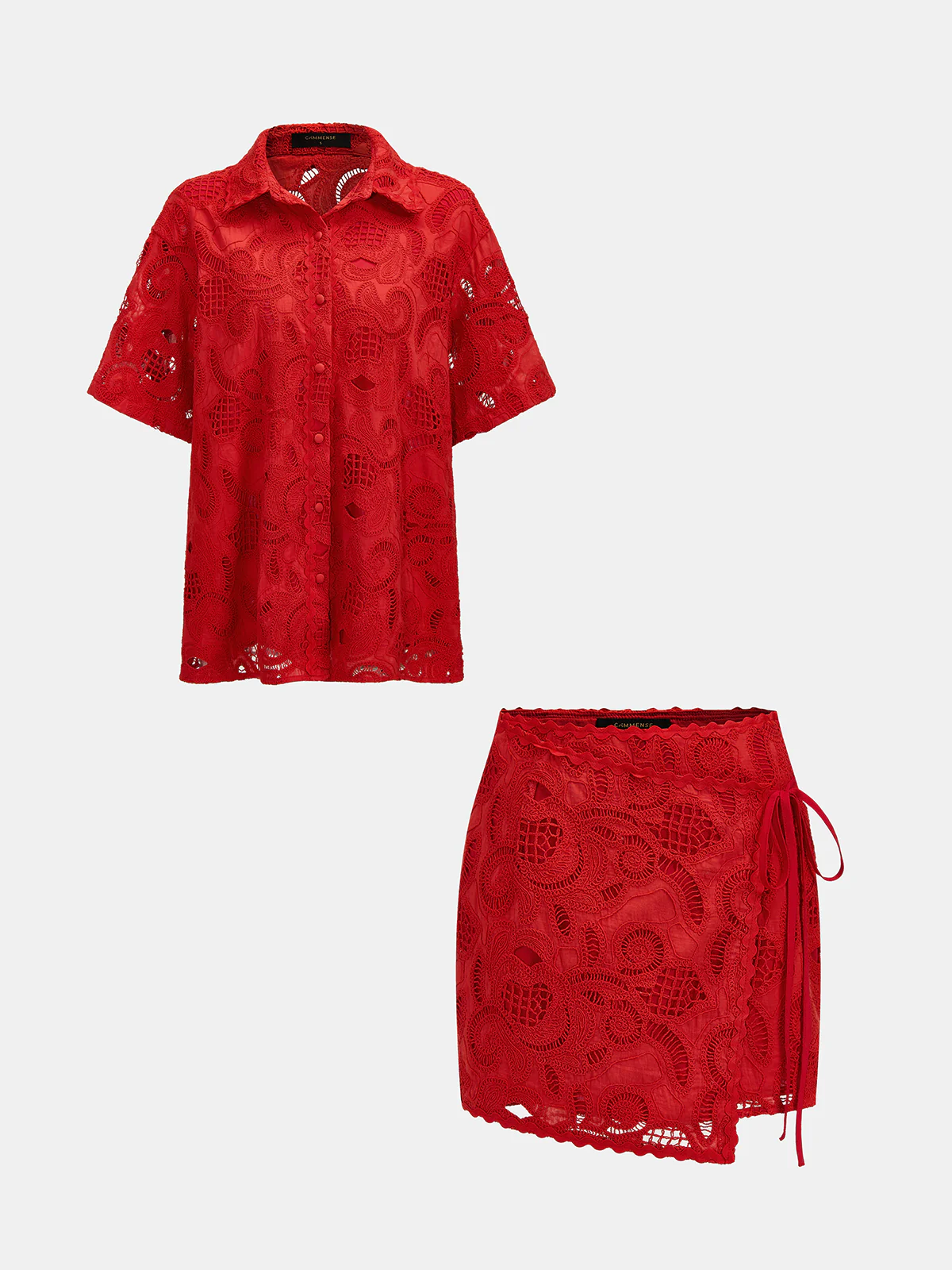 Eyelet Embroidery Button-Up Shirt