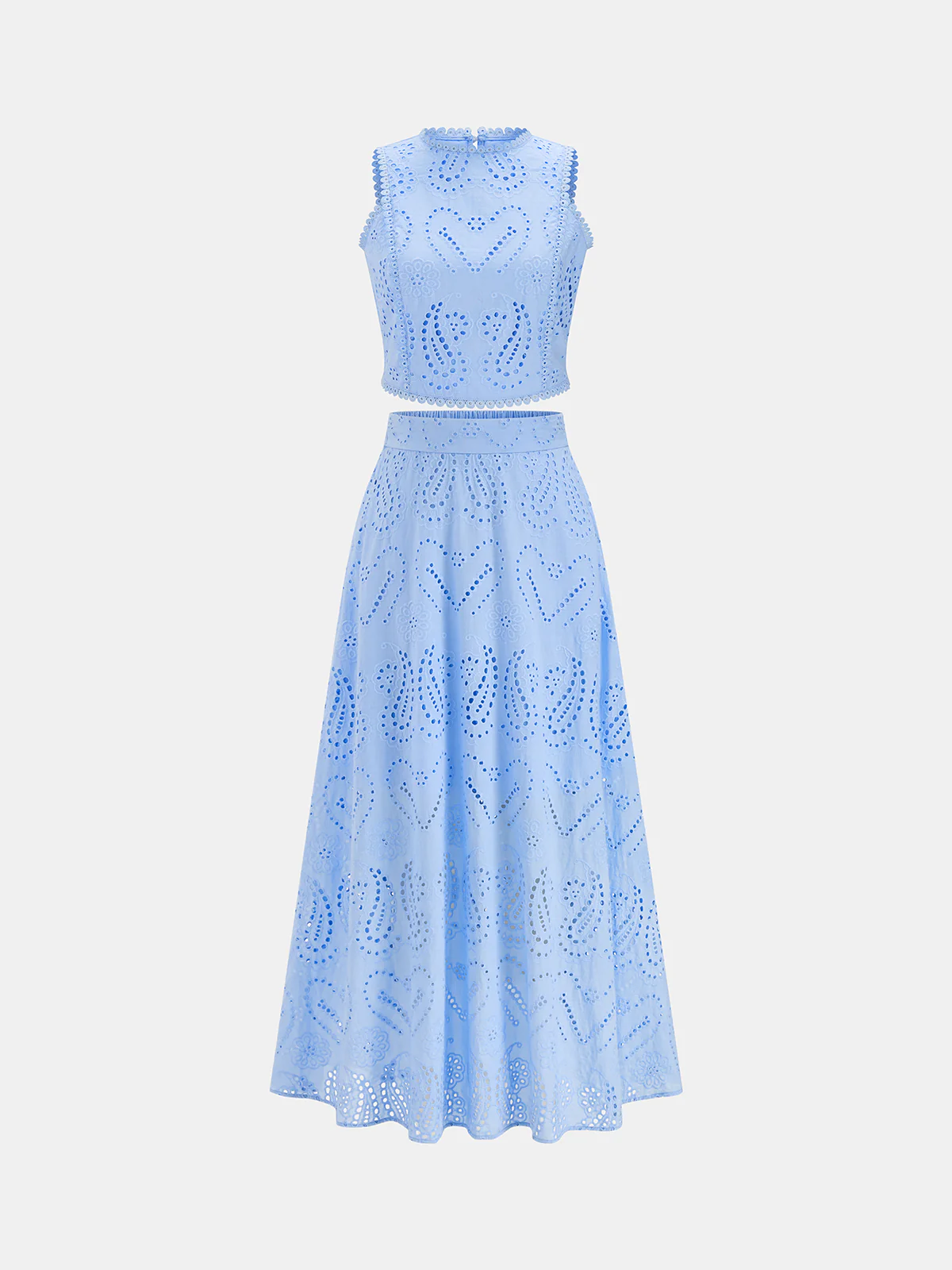 Eyelet Embroidery Top & Maxi Skirt Set - Image 2