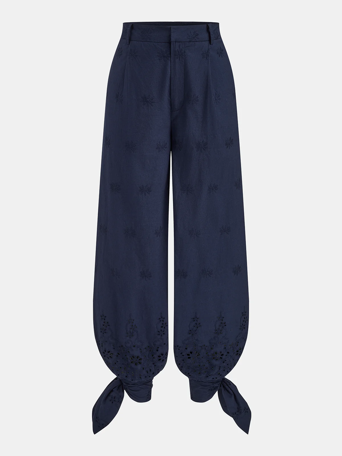 Eyelet Embroidery Top & Tie-Cuff Pants Set - Image 5
