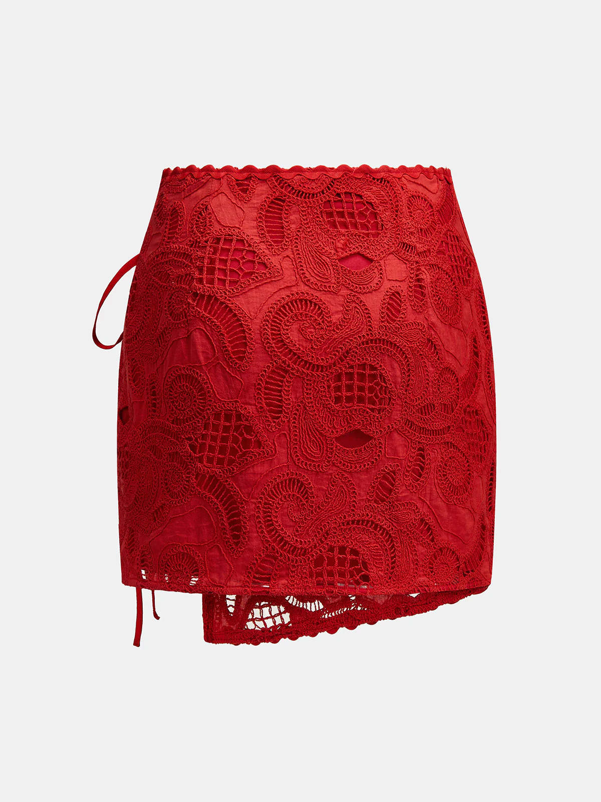 Eyelet Embroidery Wrap Mini Skirt - Image 2