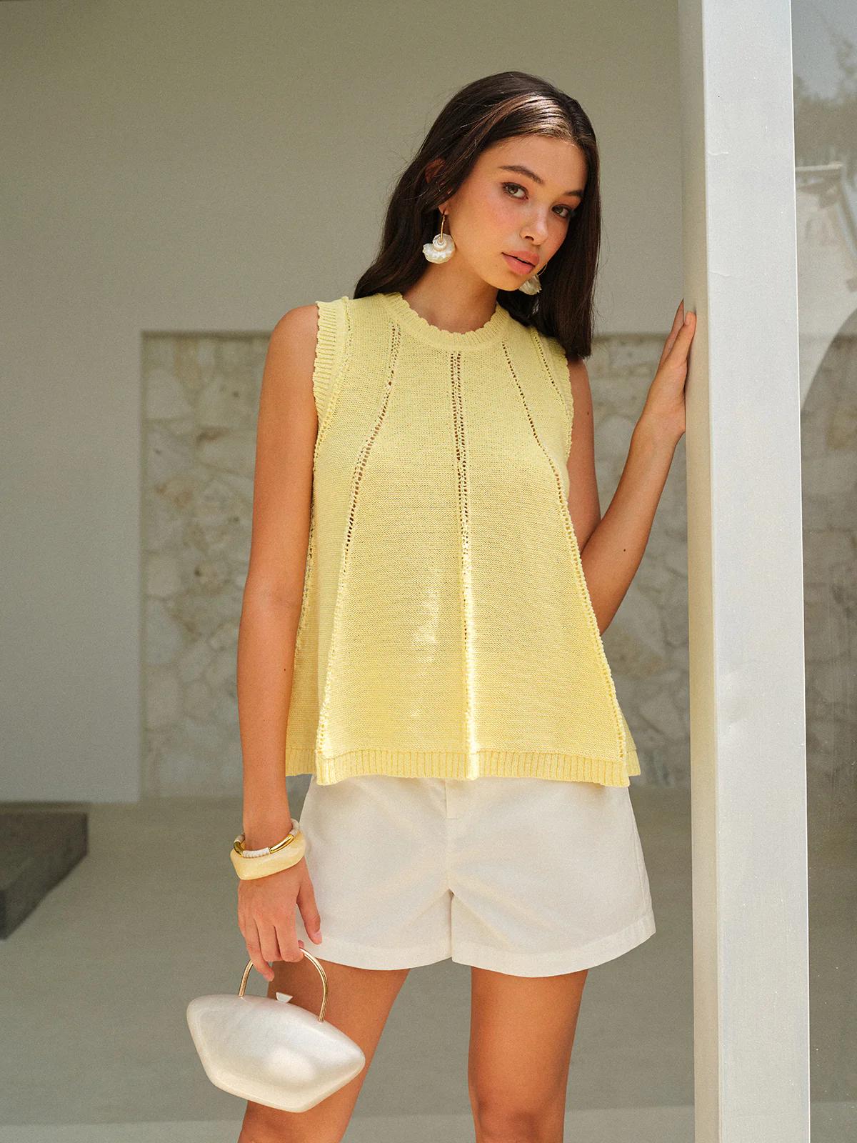 Eyelet Knit Vest