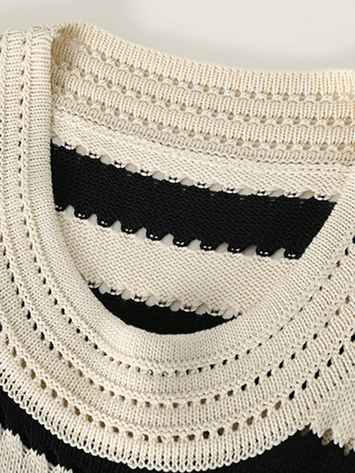 Eyelet Stripe Knit Short Dress - Image 5