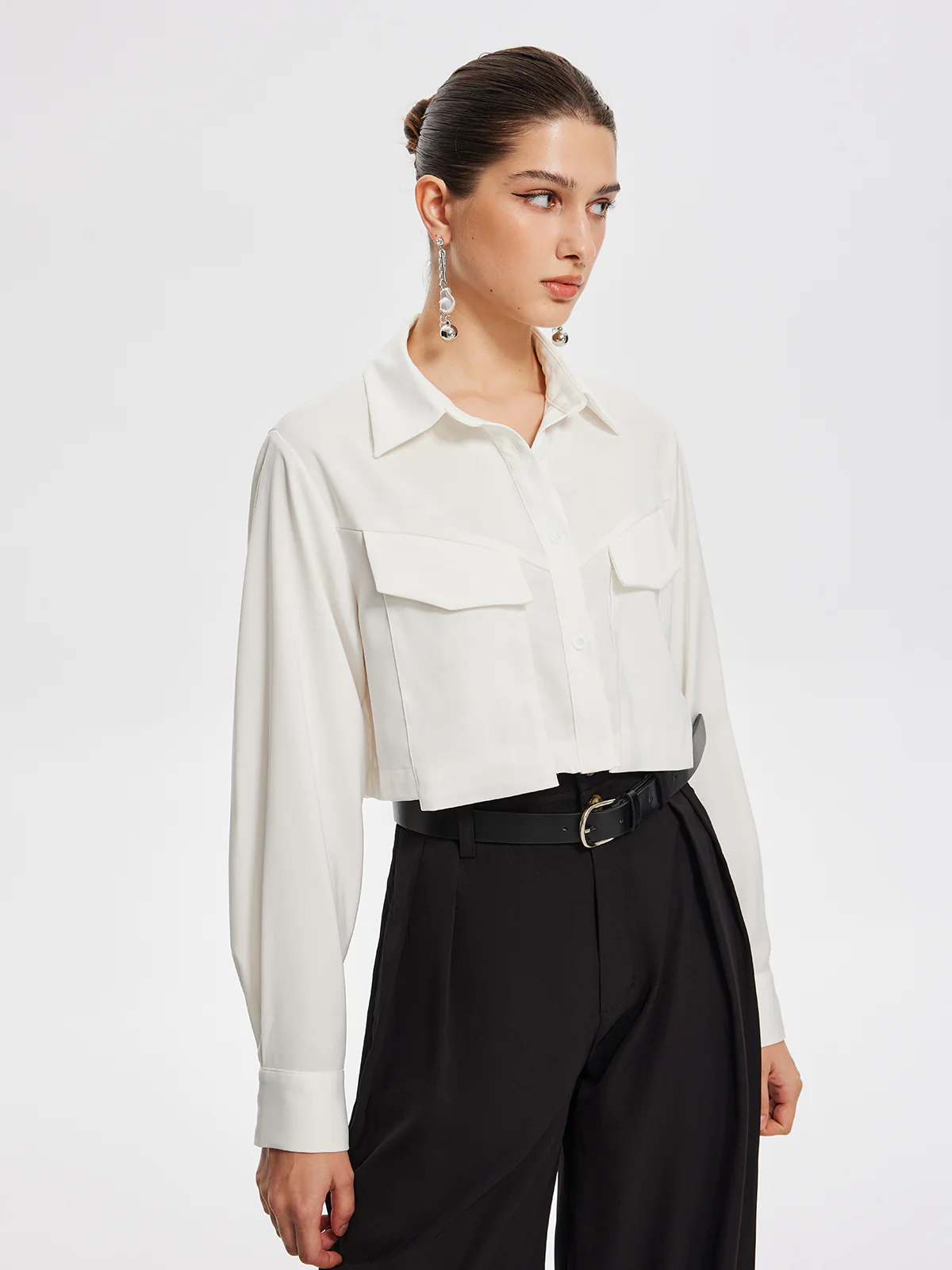 Fair And Square Collared Crop Shirt - Image 2