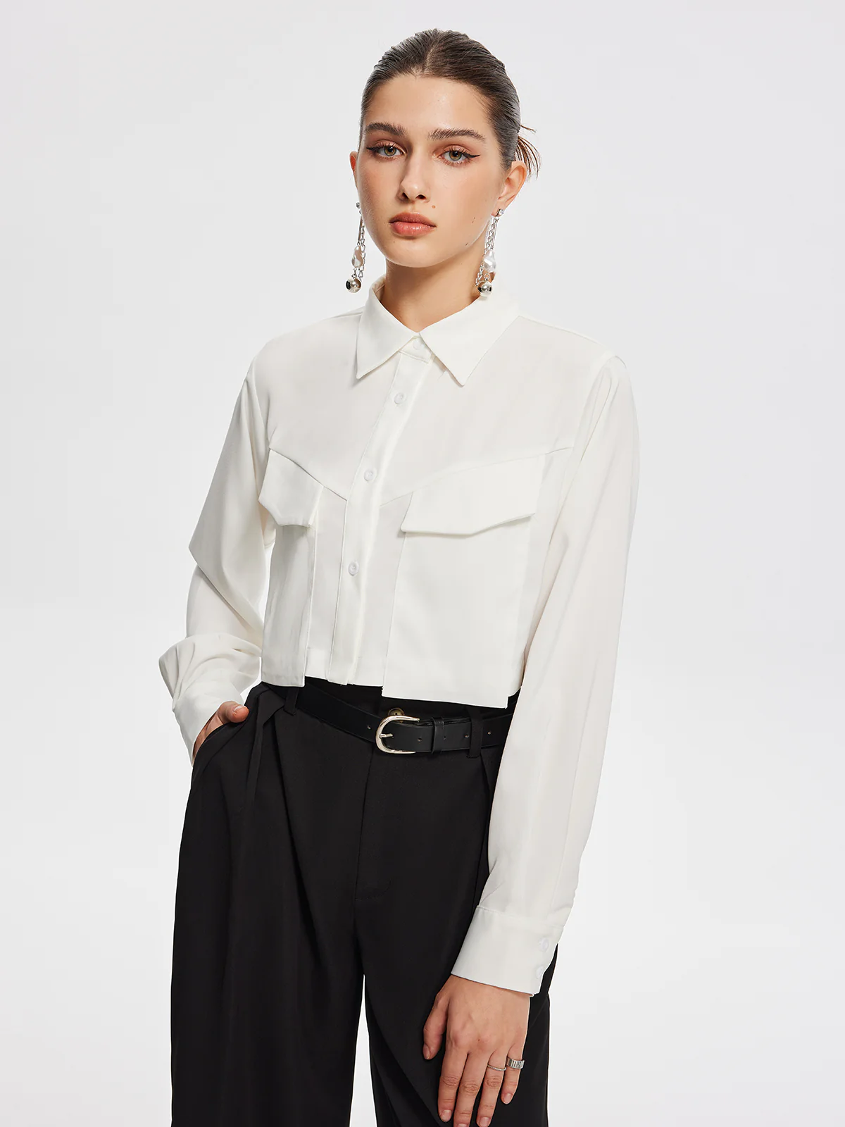 Fair And Square Collared Crop Shirt - Image 5