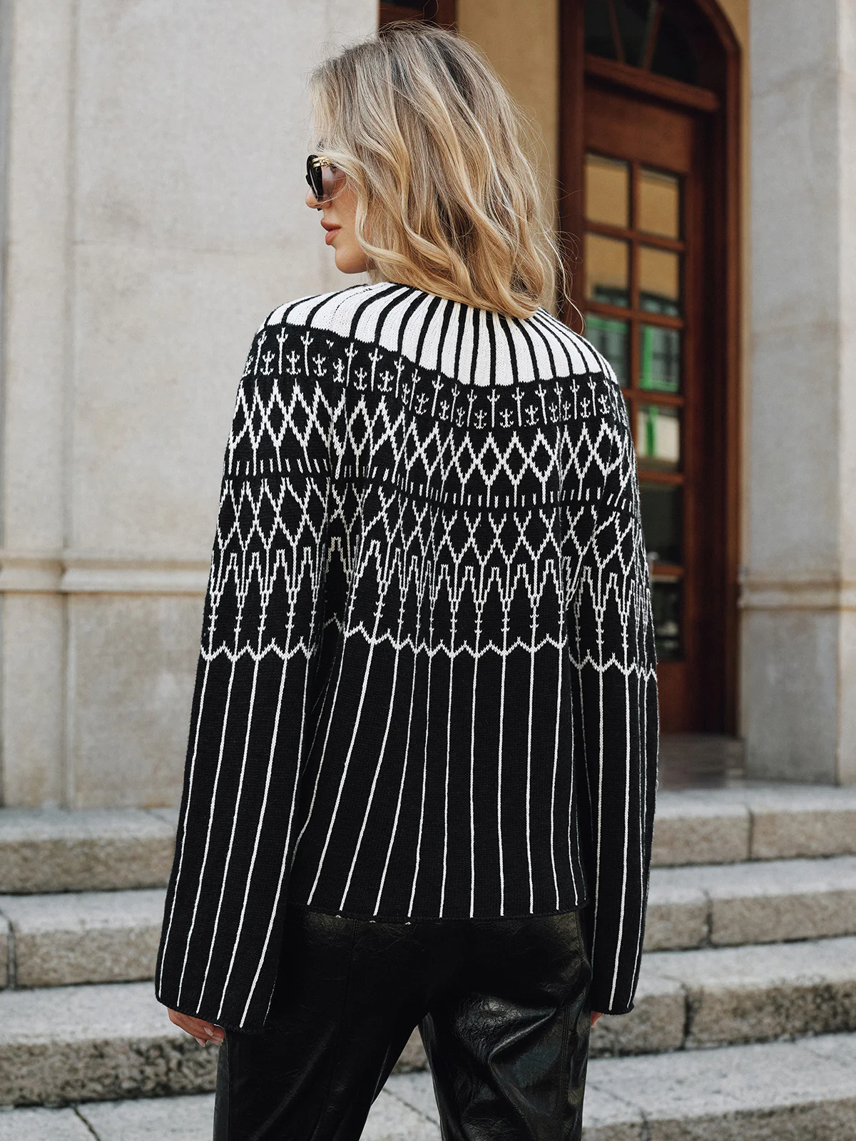 Fair Isle Pattern Bell Sleeve Sweater - Image 5