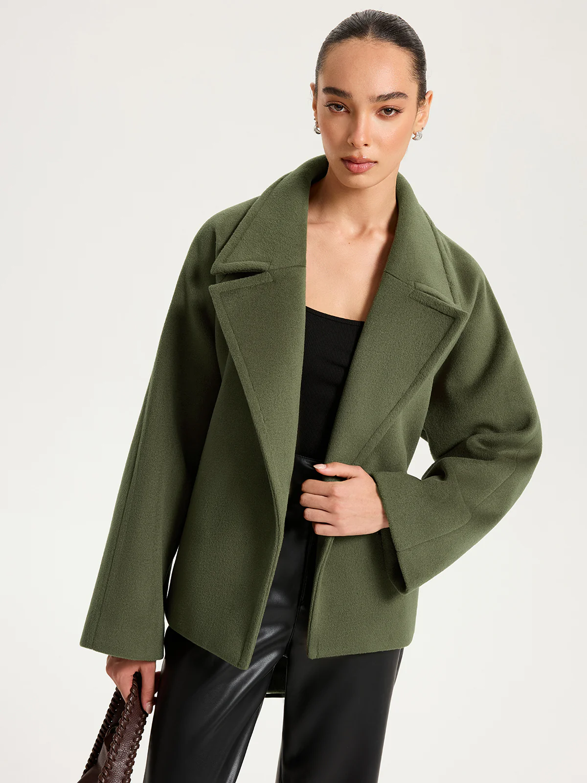 Faux Cashmere Belted Short Coat - Image 2