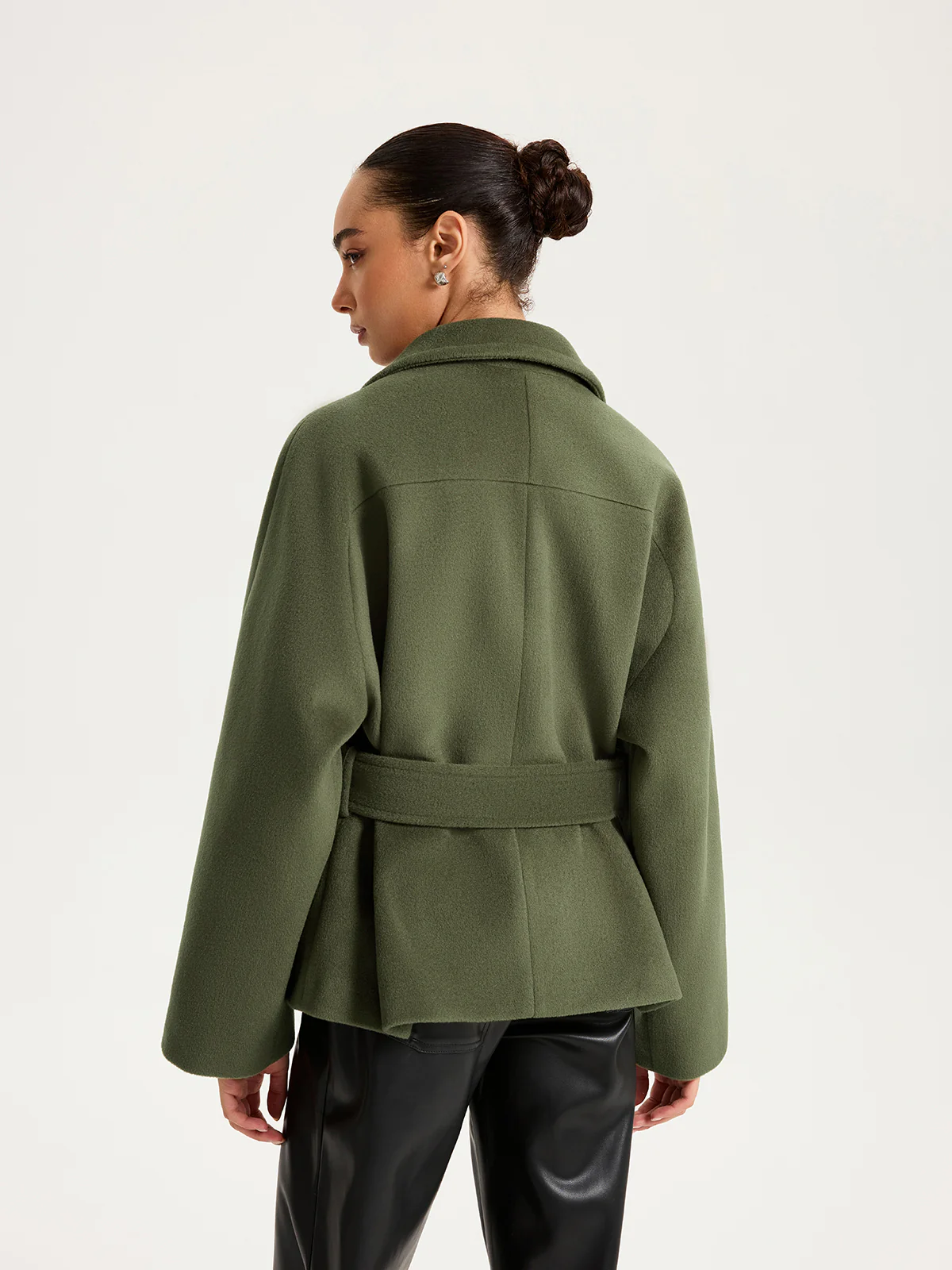 Faux Cashmere Belted Short Coat - Image 6