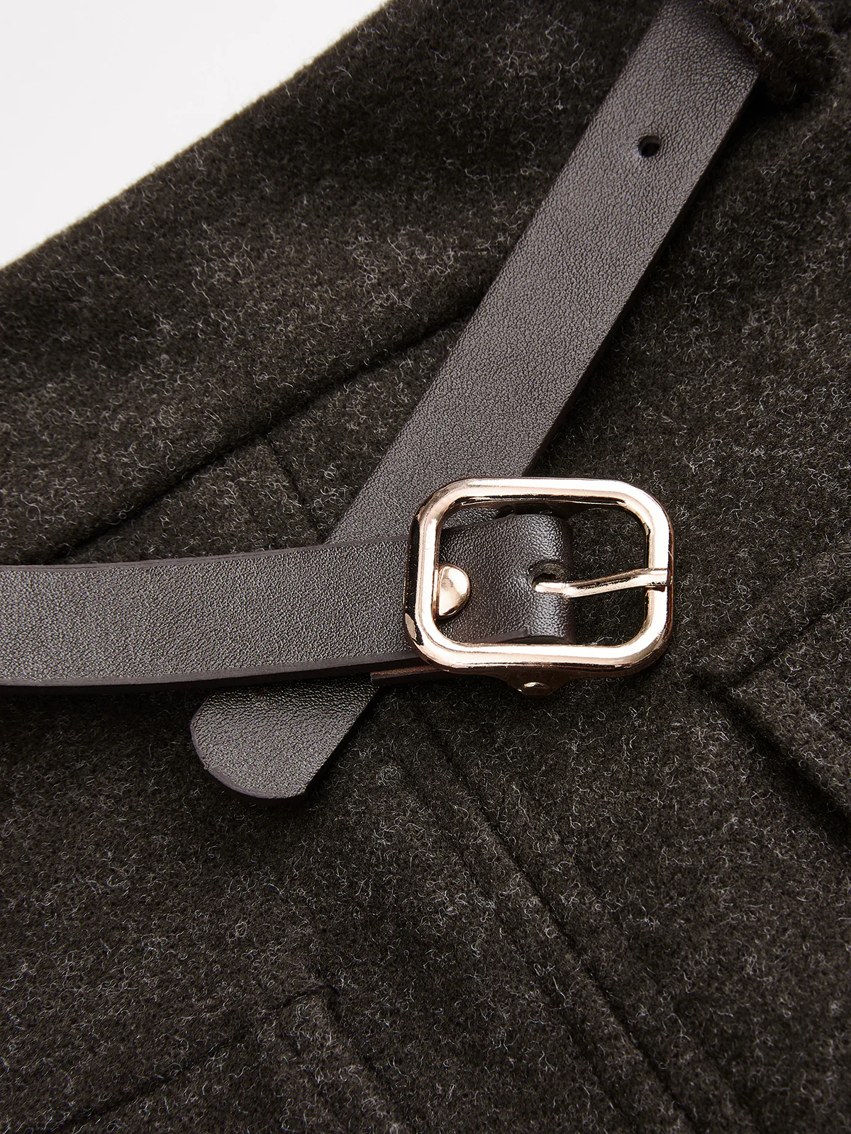 Faux Cashmere Belted Slit Pencil Skirt - Image 5