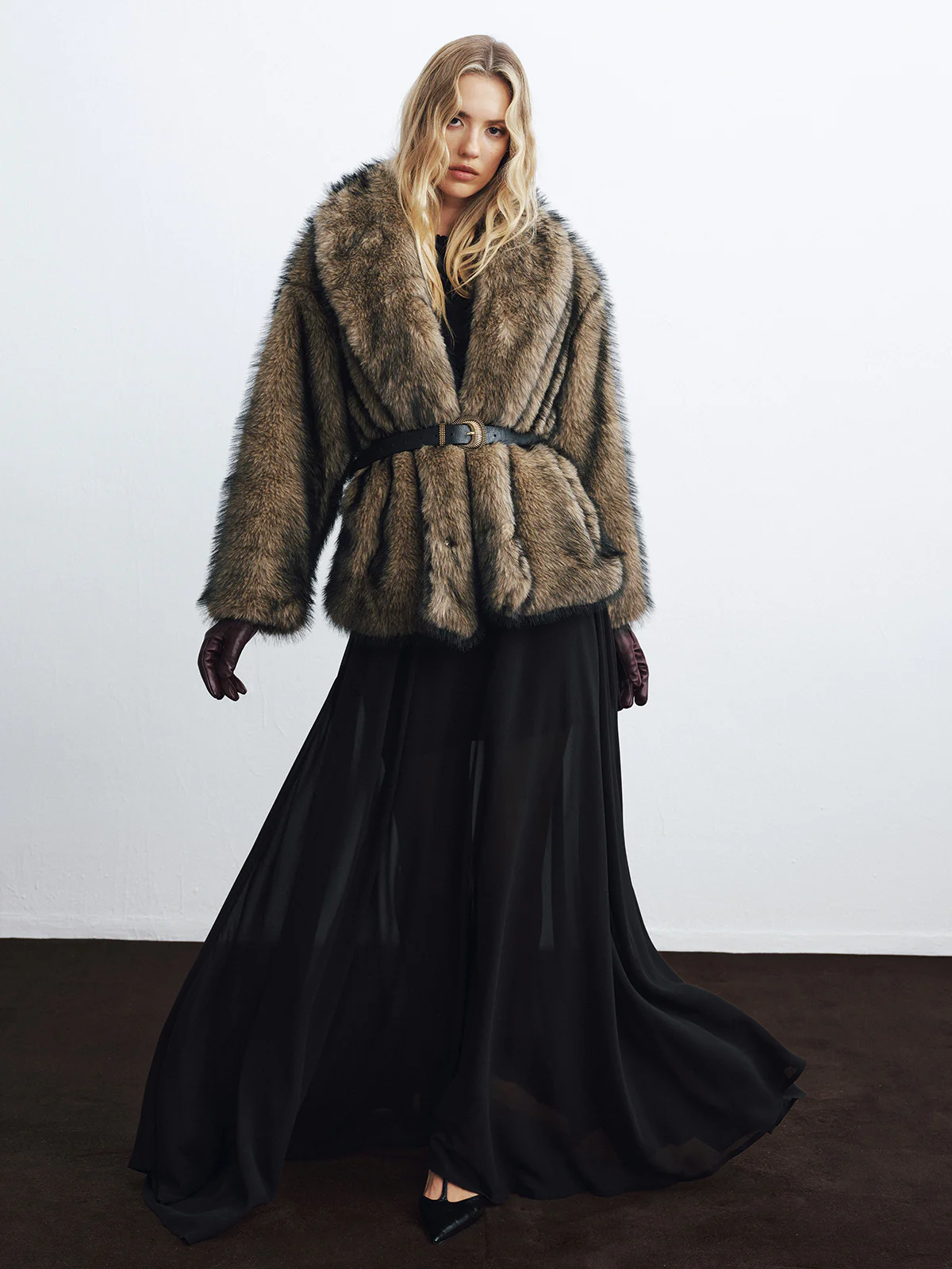 Faux Fur Belted Coat - Image 2