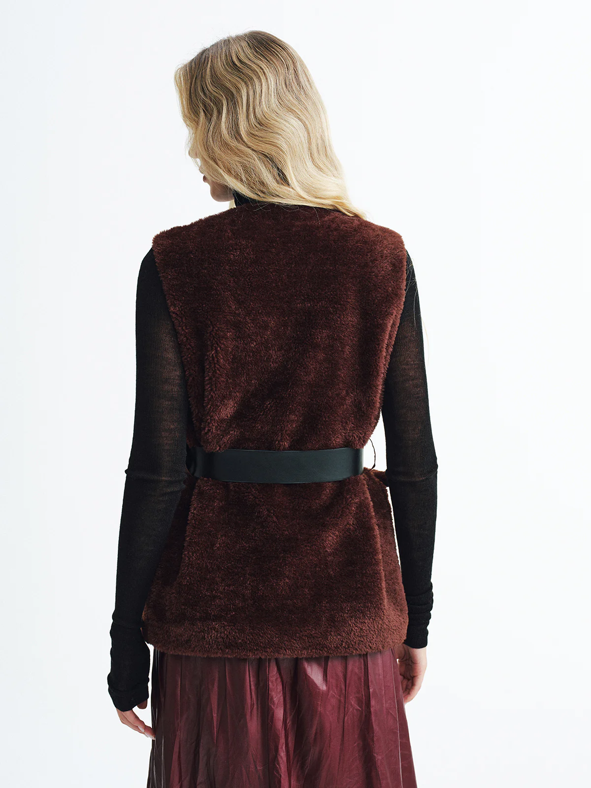 Faux Fur Belted Vest - Image 5