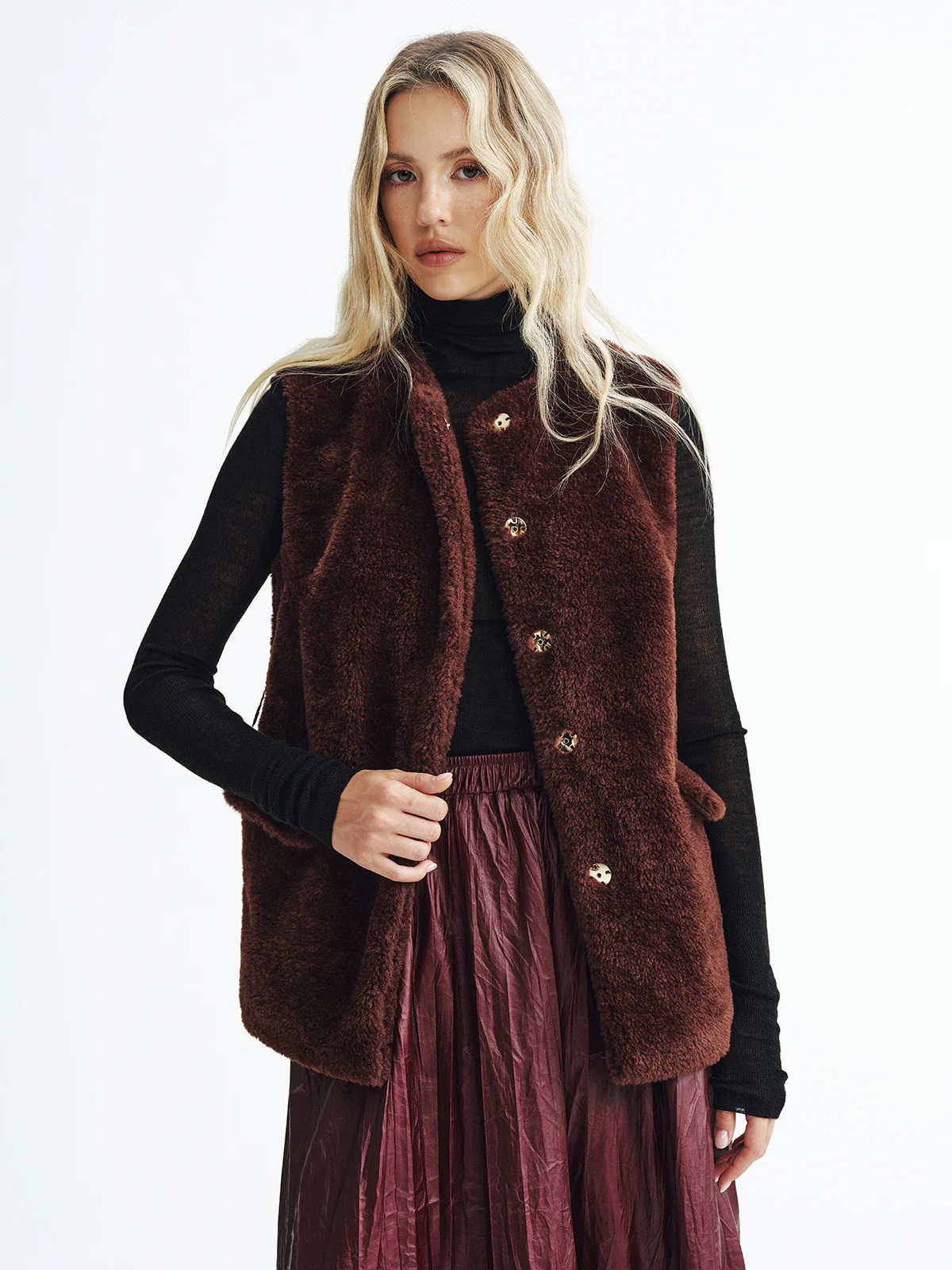 Faux Fur Belted Vest - Image 6