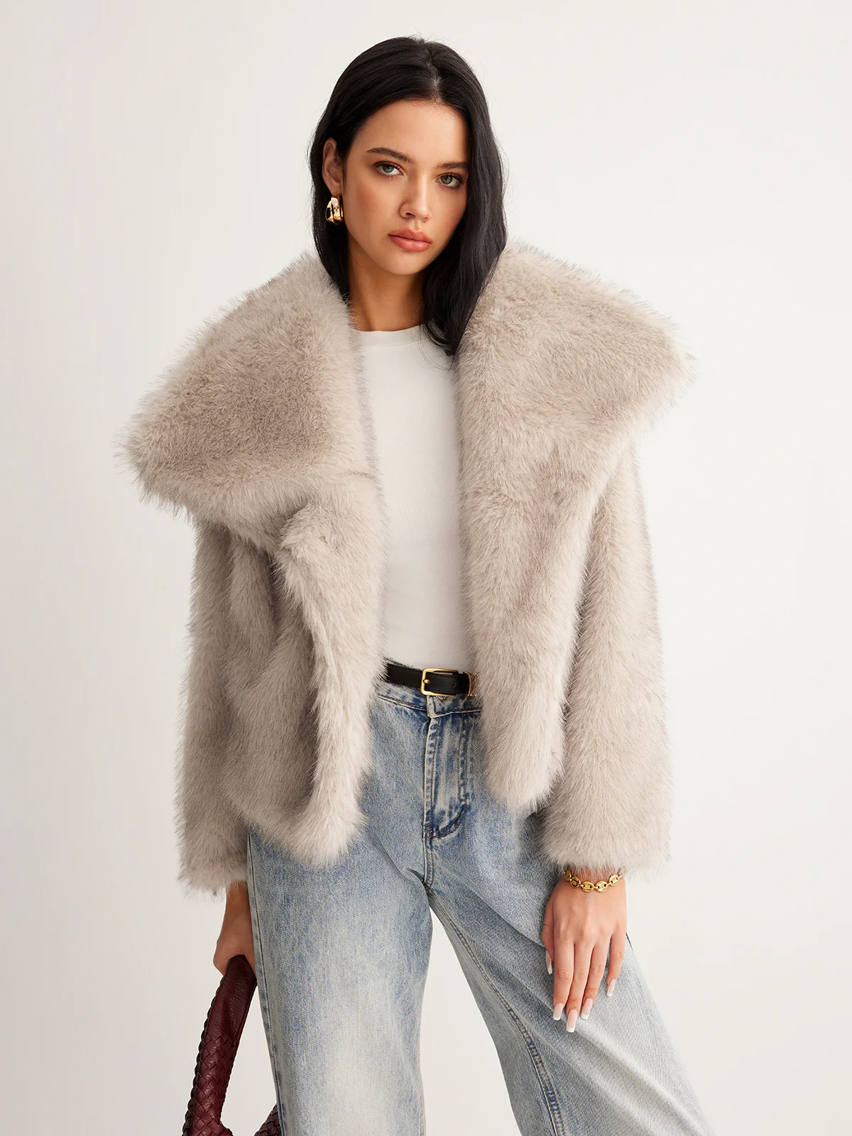 Faux Fur Button Wool Coat - Image 5