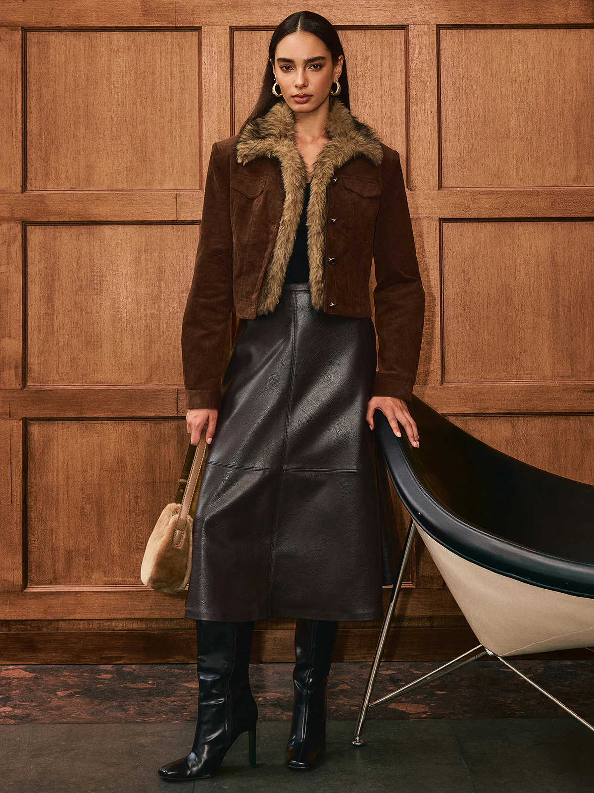 Faux Fur Collar Corduroy Jacket - Image 7
