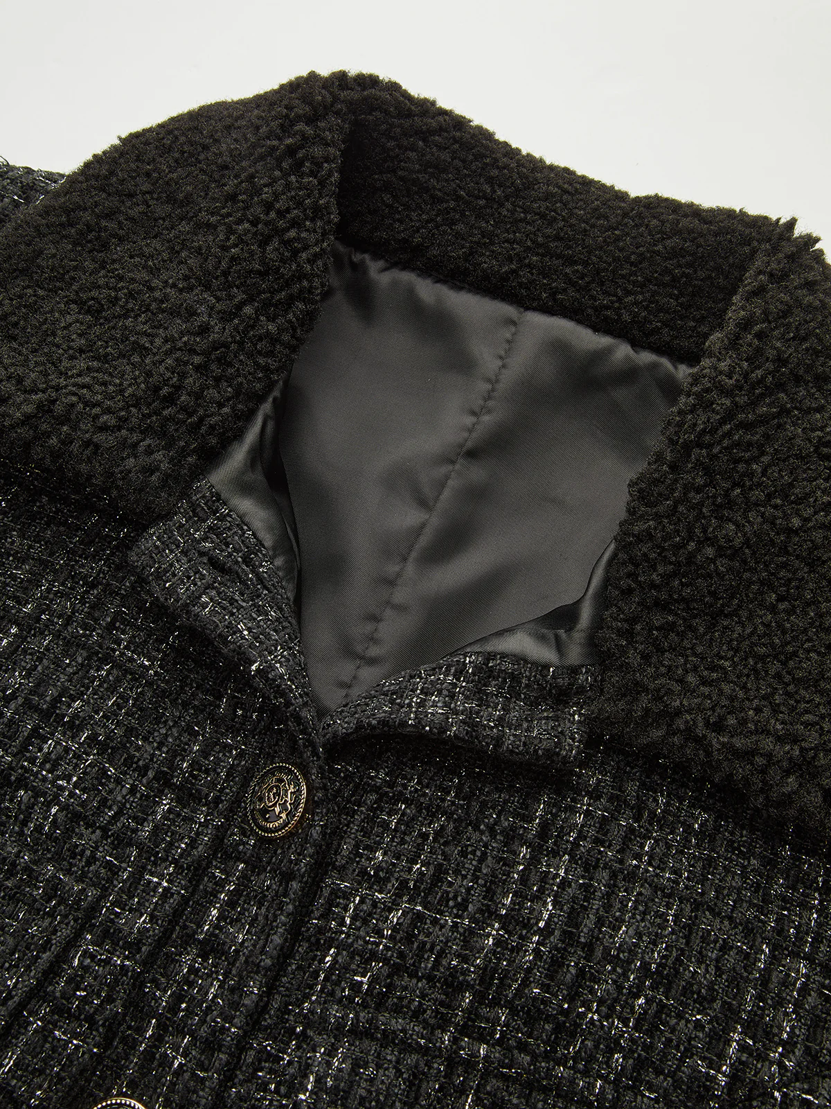Faux Fur Collar Tweed Belted Mini Dress - Image 4