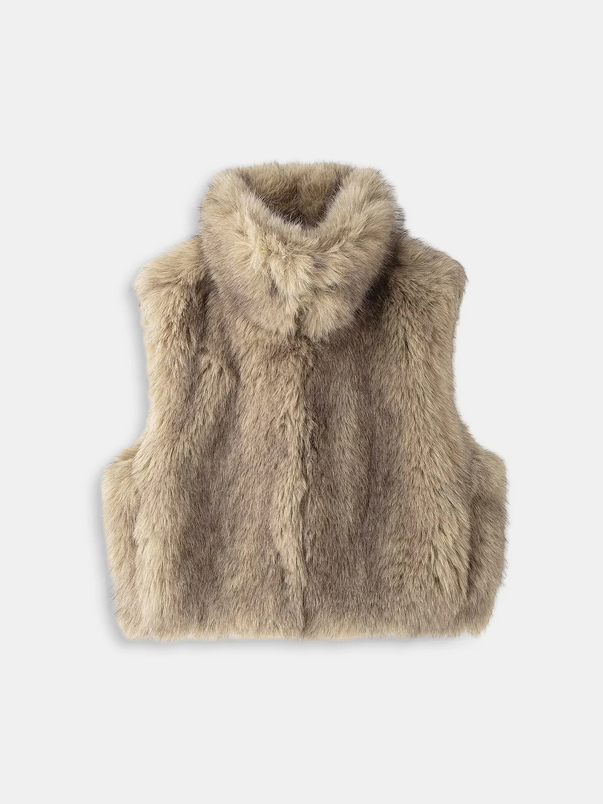Faux Fur Sleeveless Vest without Belt - Image 5