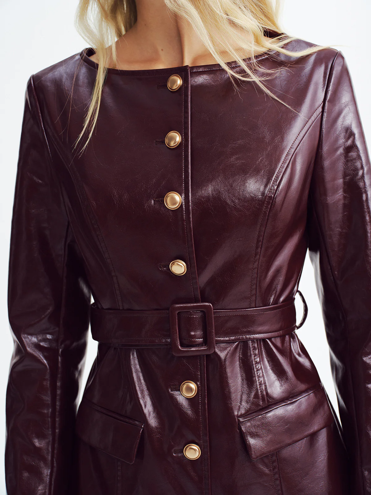 Faux Leather Belted Mini Dress - Image 4