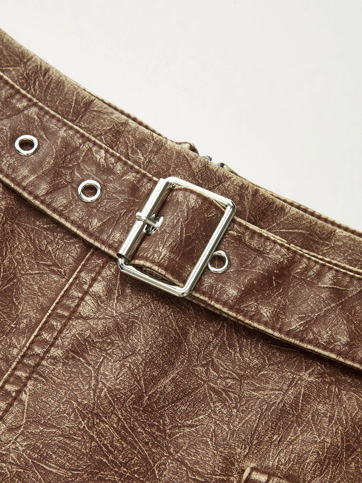 Faux Leather Belted Mini Skirt - Image 3