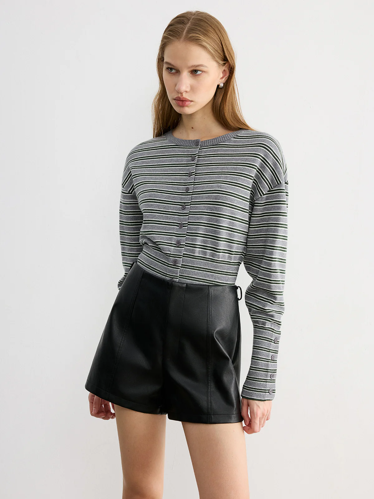 Faux Leather Belted Shorts - Image 4