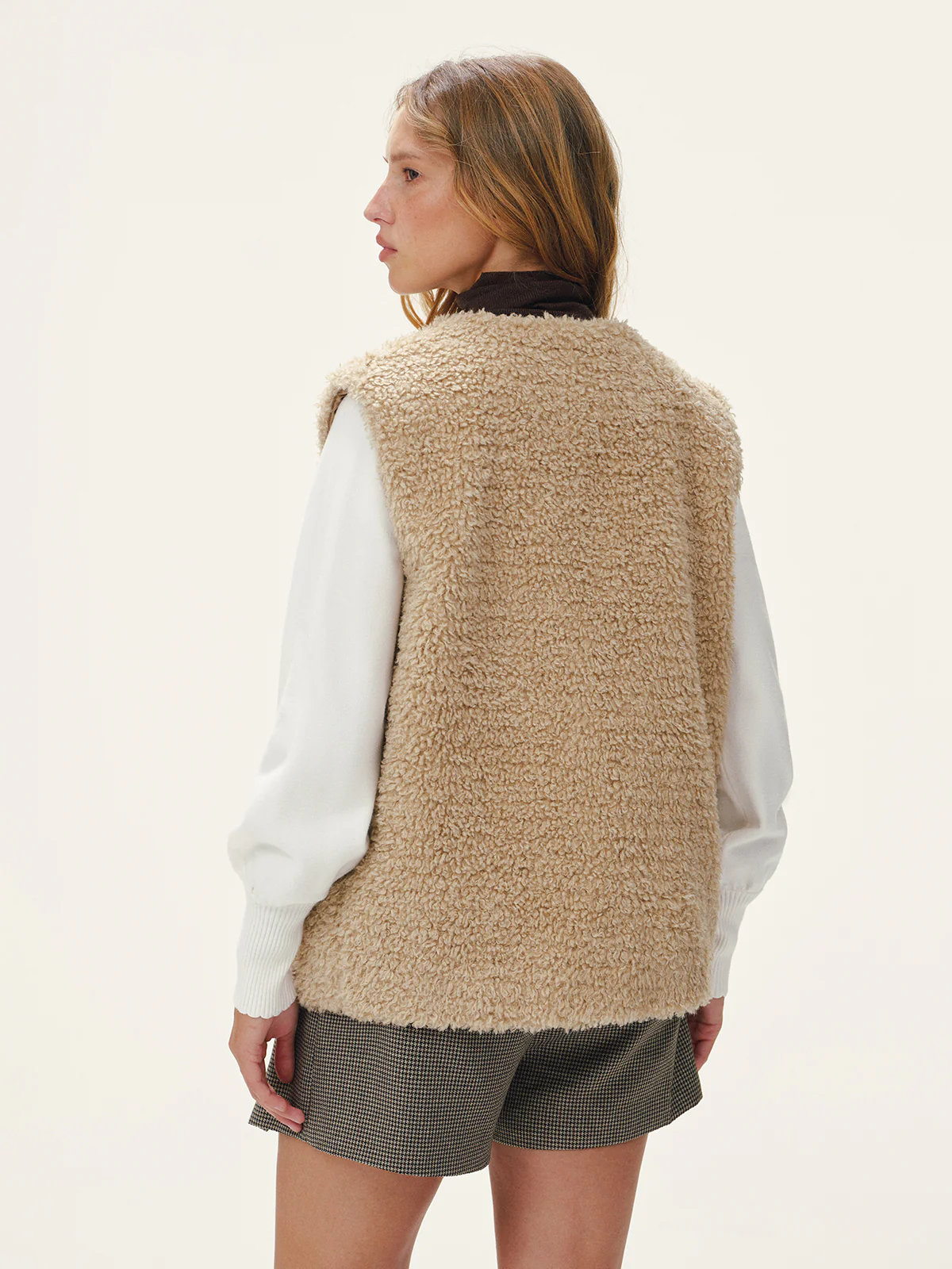 Faux Leather Buckle Fleece Sleeveless Vest - Image 6