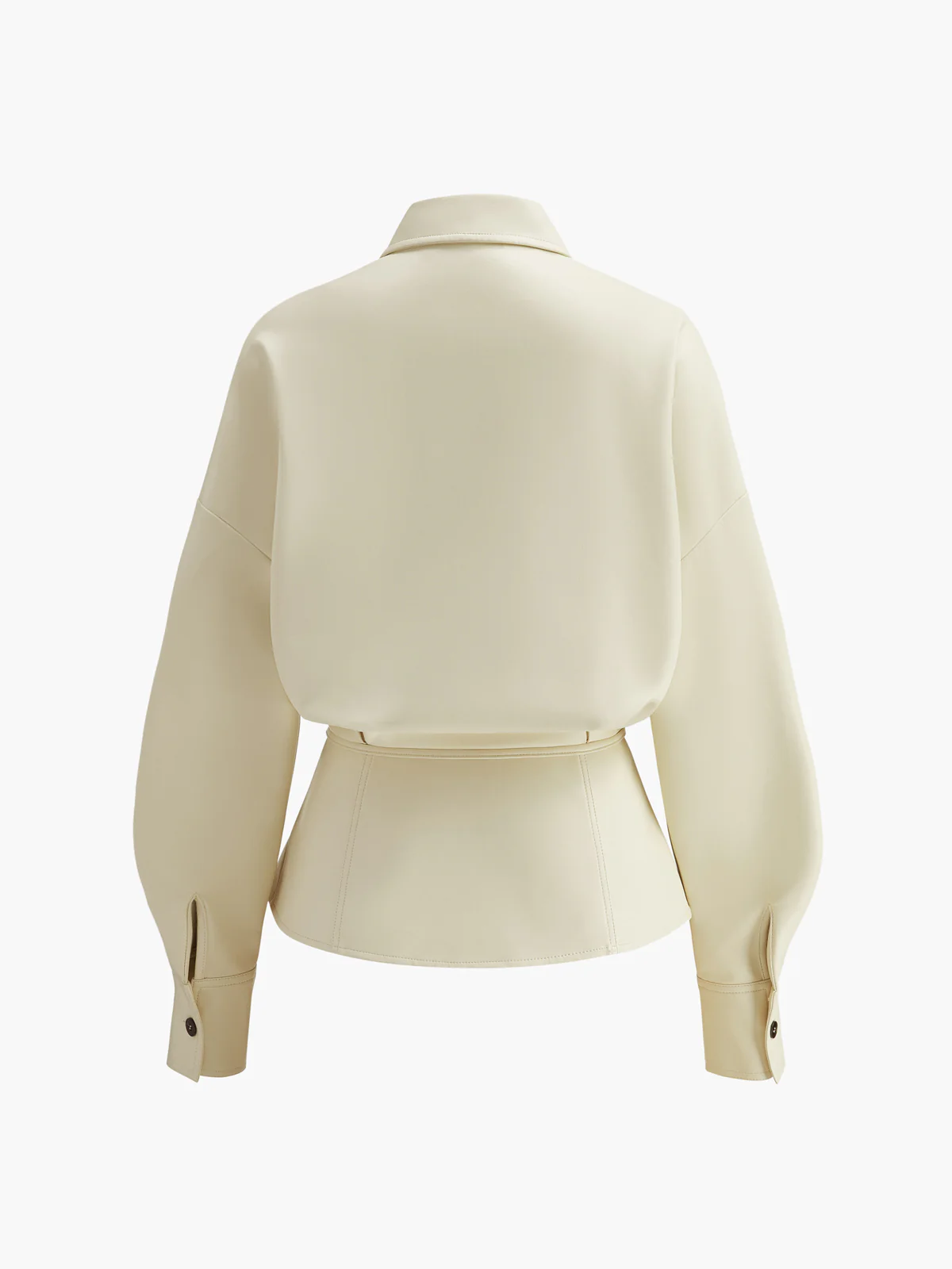 Faux Leather Button Polo Shirt Without Belt - Image 7